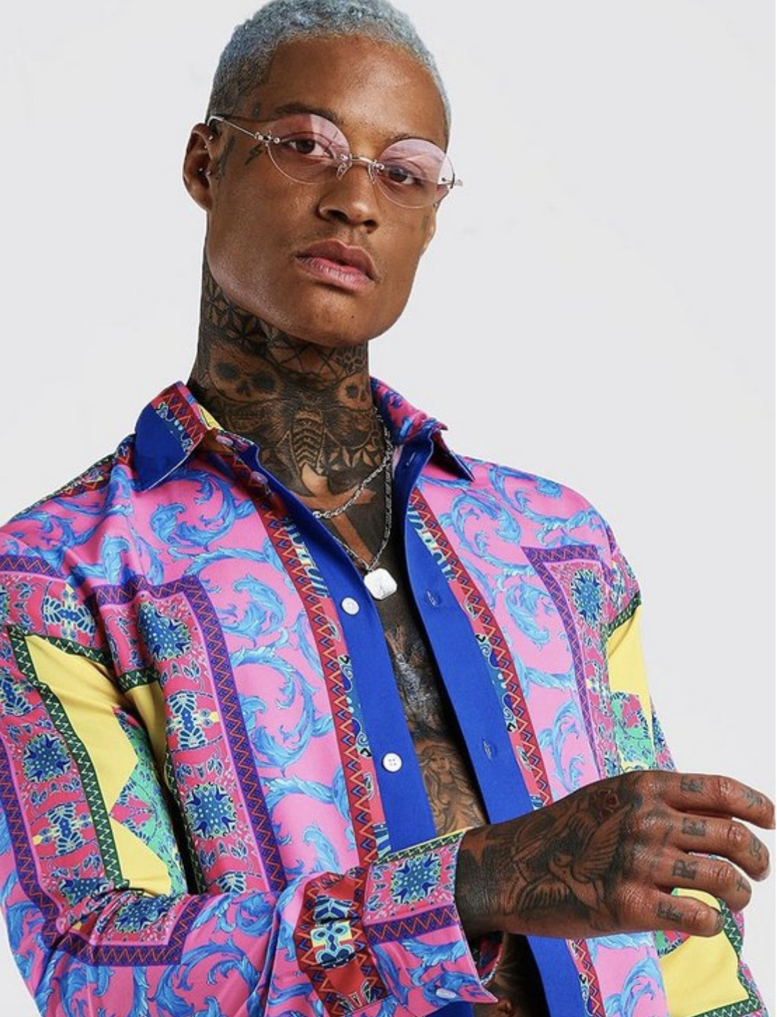 LONG SLEEVE BRIGHT BAROQUE PRINT SHIRT