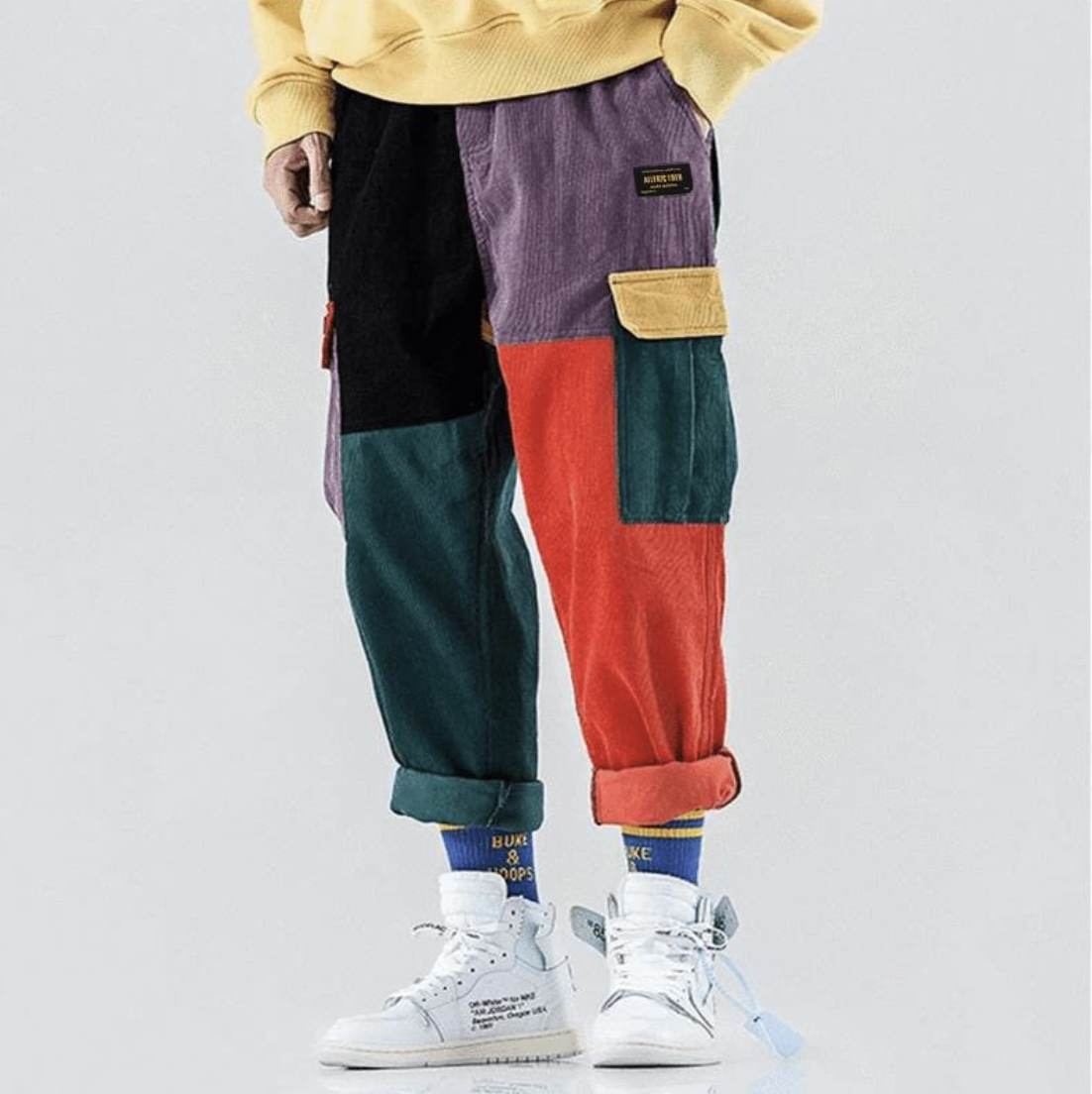 Color Block Corduroy Pants