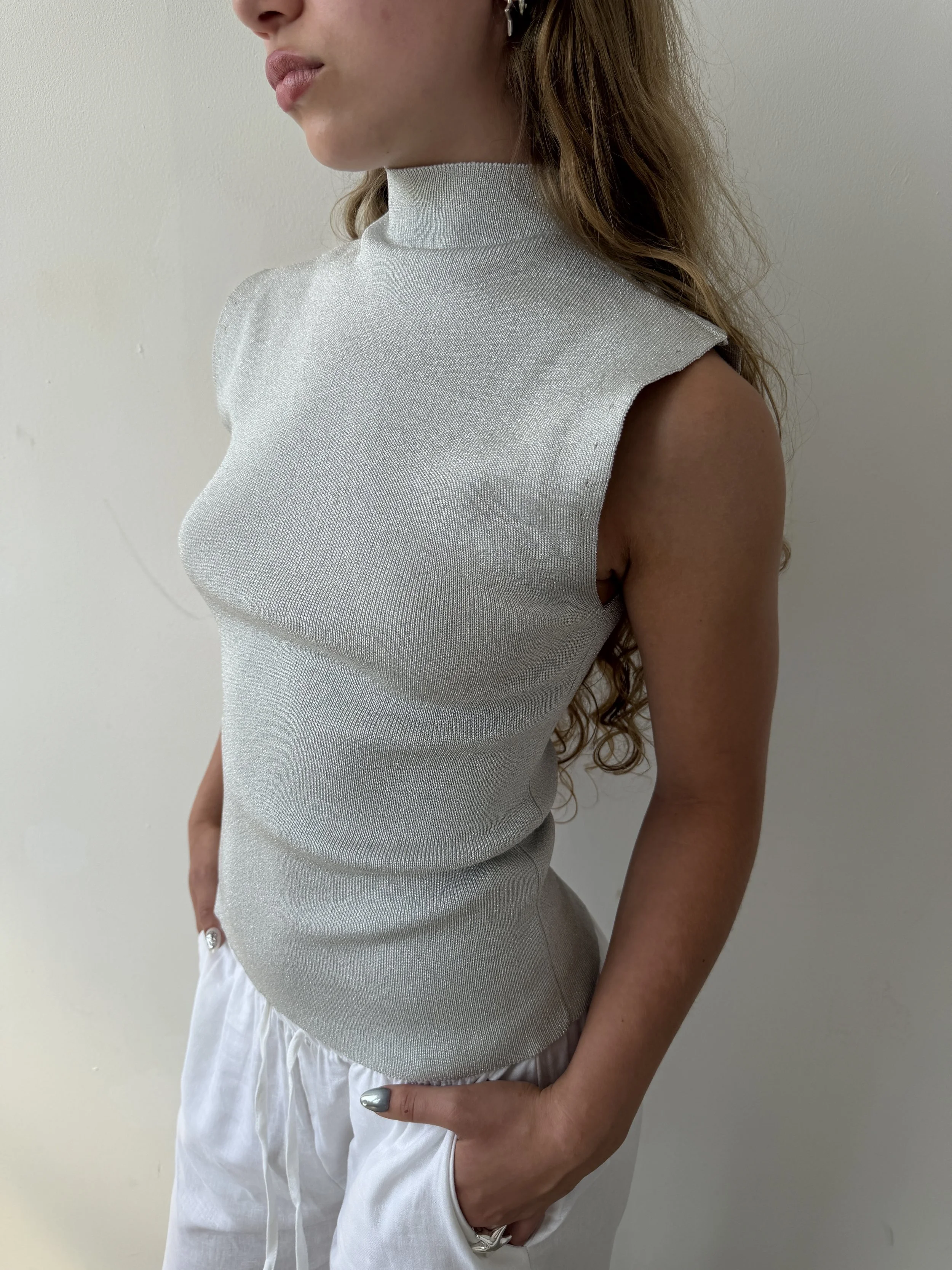METALLIC TOP - Silver - IN STOCK