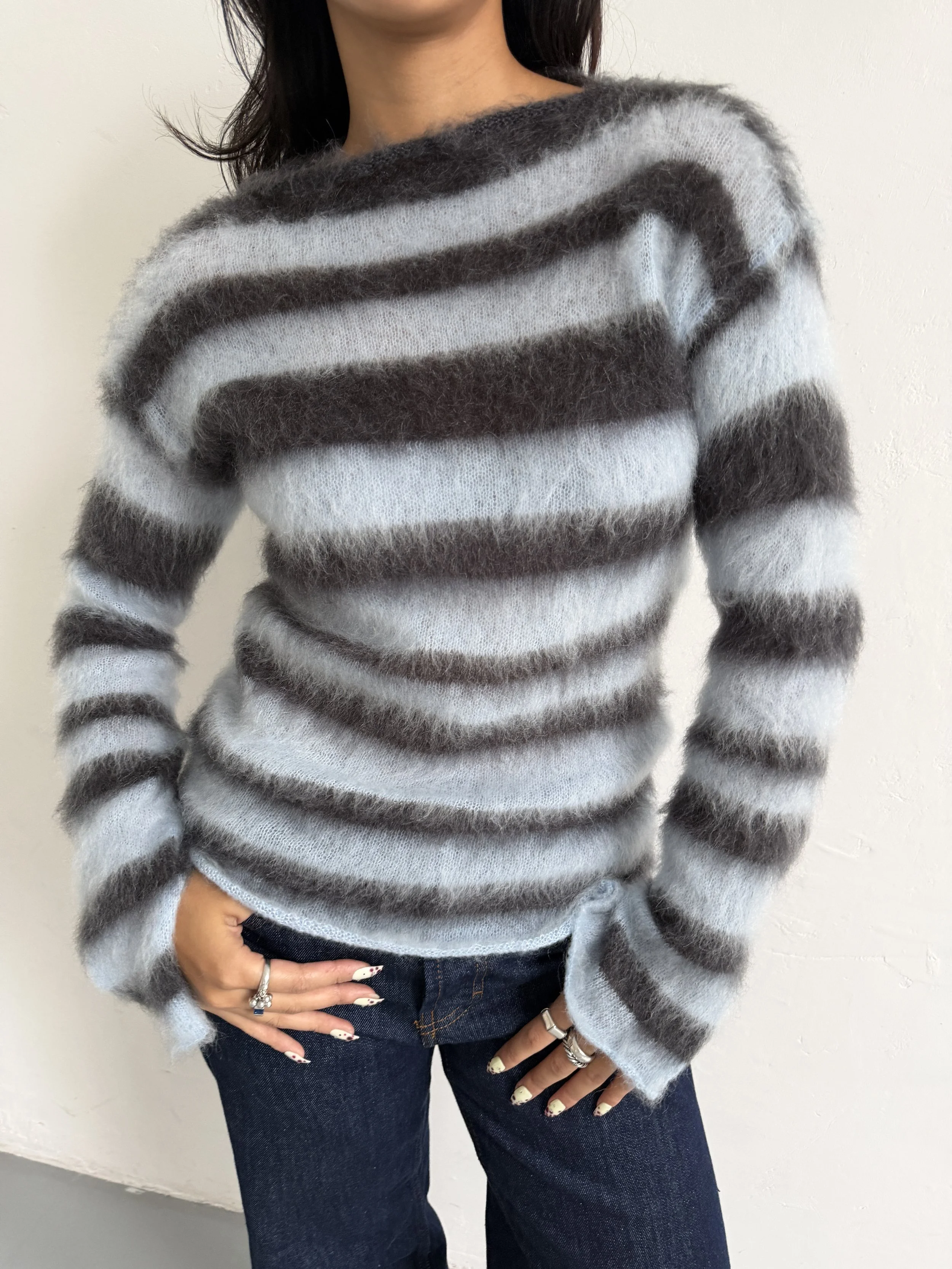Baby blue/dark grey  long sleeve - IN STOCK