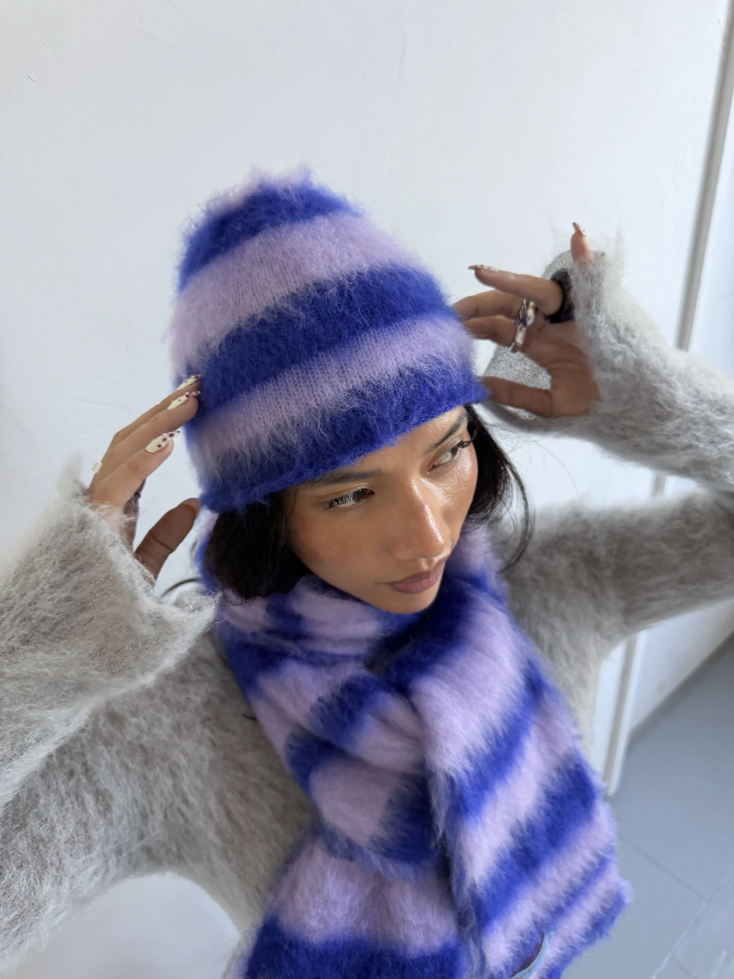 Stripe hat - Lilac/Bright Purple - IN STOCK