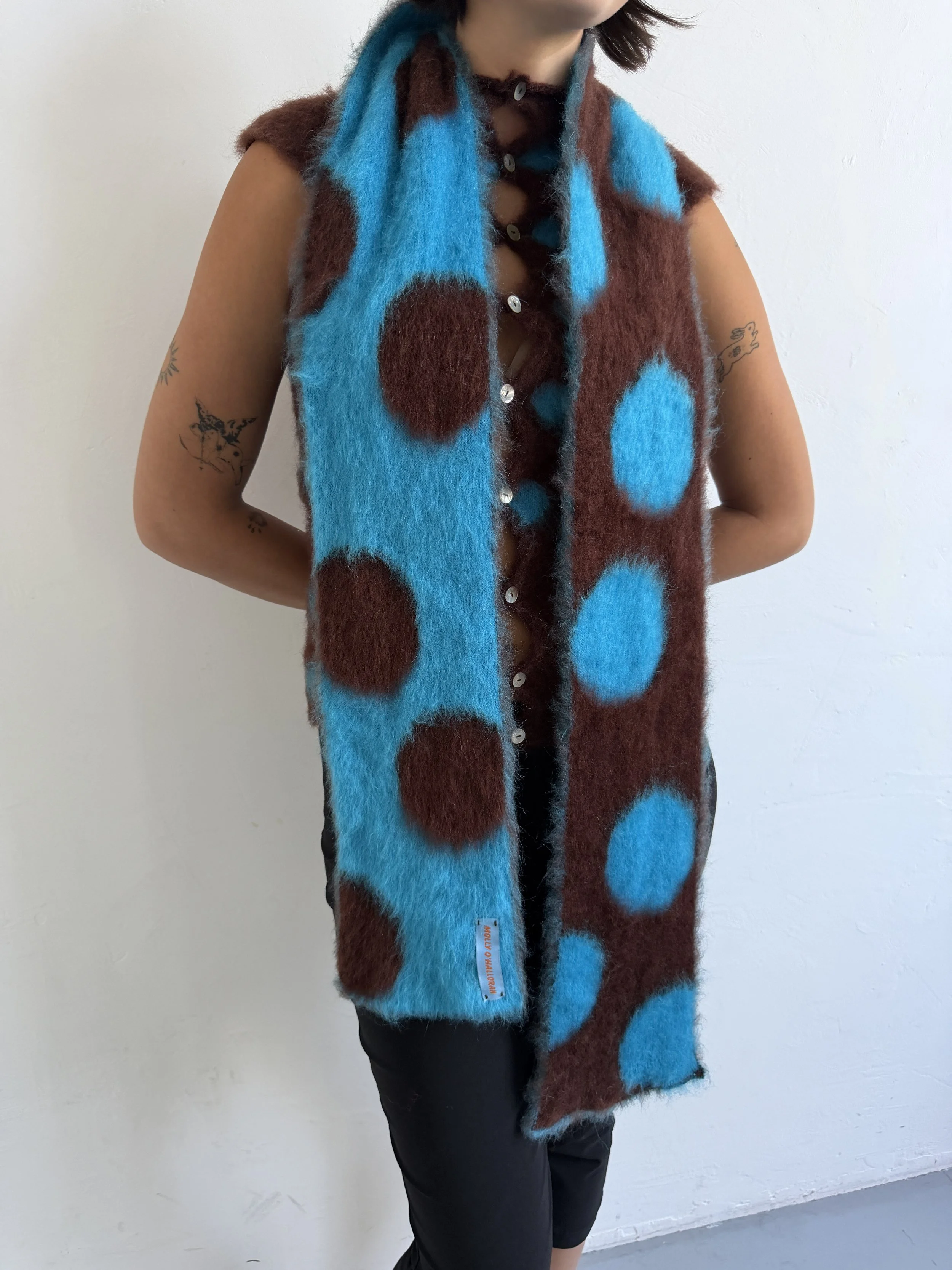 Polka Dot Scarf - Chocolate/Teal - IN STOCK
