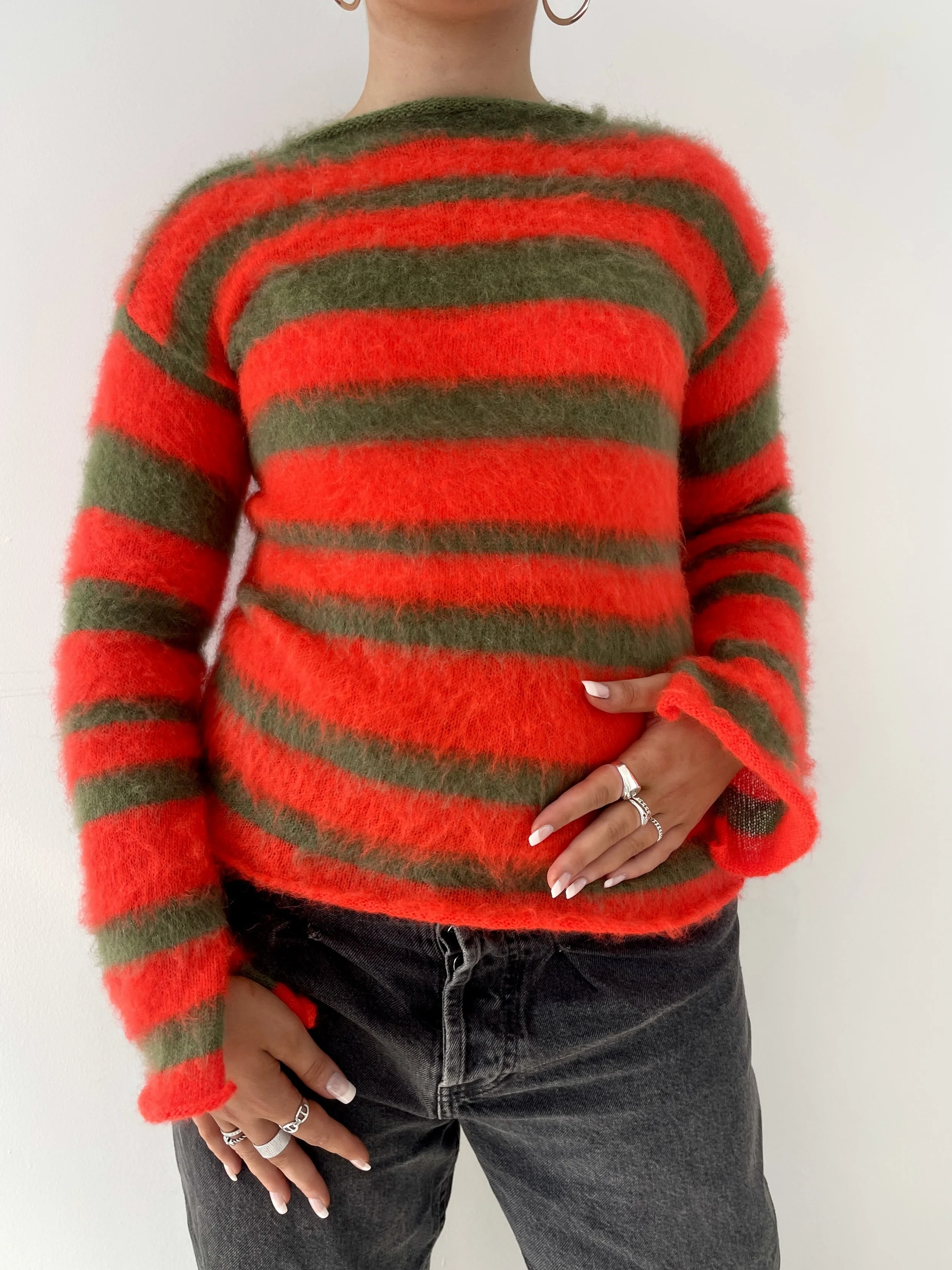 SAMPLE SALE ITEM - Long sleeve top - Bright orange/Khaki