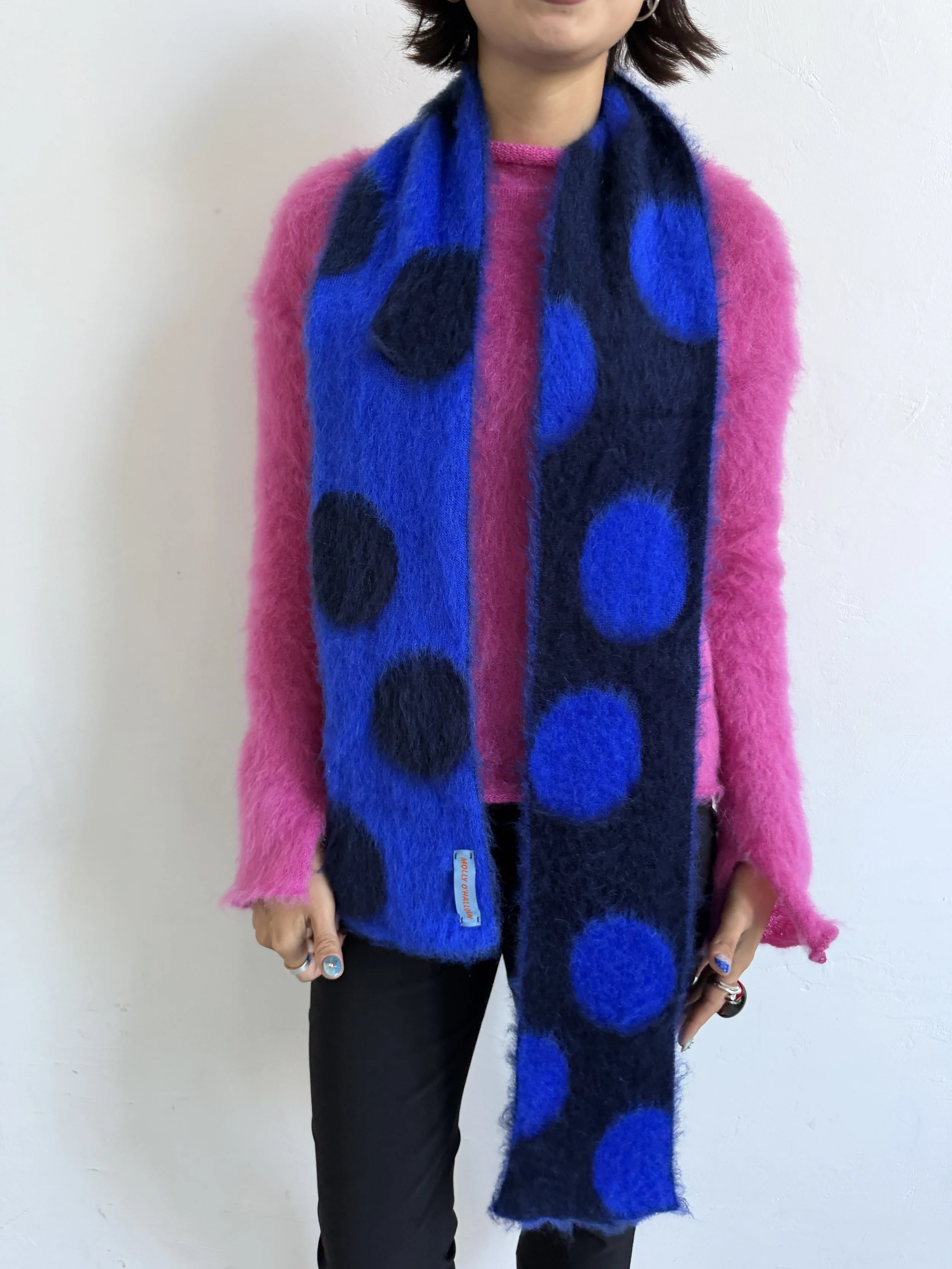 Polka Dot Scarf - Bright blue/Navy  - IN STOCK