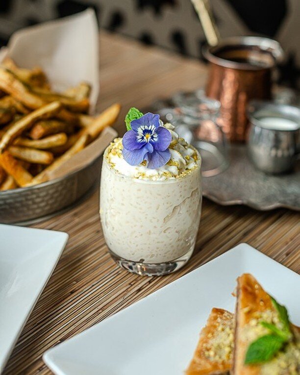 What's that beautiful creature in the middle? Riz Be Haleeb!!! 😋 A Lebanese style rice pudding topped with pistachios. 😍

.
.
.
.
#portland #gresham #nicholasrestaurant #pdxeats #pdxfood #portlandfood #portlandeats #eaterpdx #pnwfoodie #portlandfoo