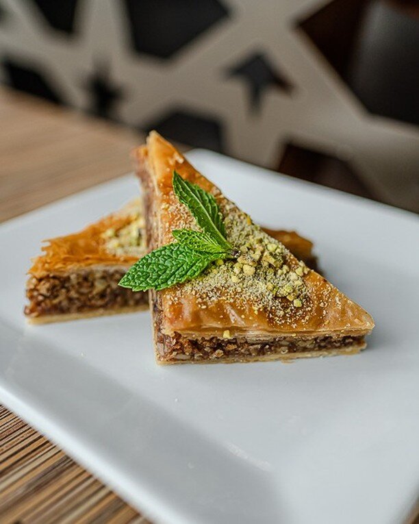 Have you tried our Baklava?! 😋 It is delicious crispy phyllo dough layered with walnuts and simple syrup you cannot resist. A dessert lover's dream come true! 😍 Get it today - also available on DoorDash, Postmates, Grubhub, UberEats, and for takeou