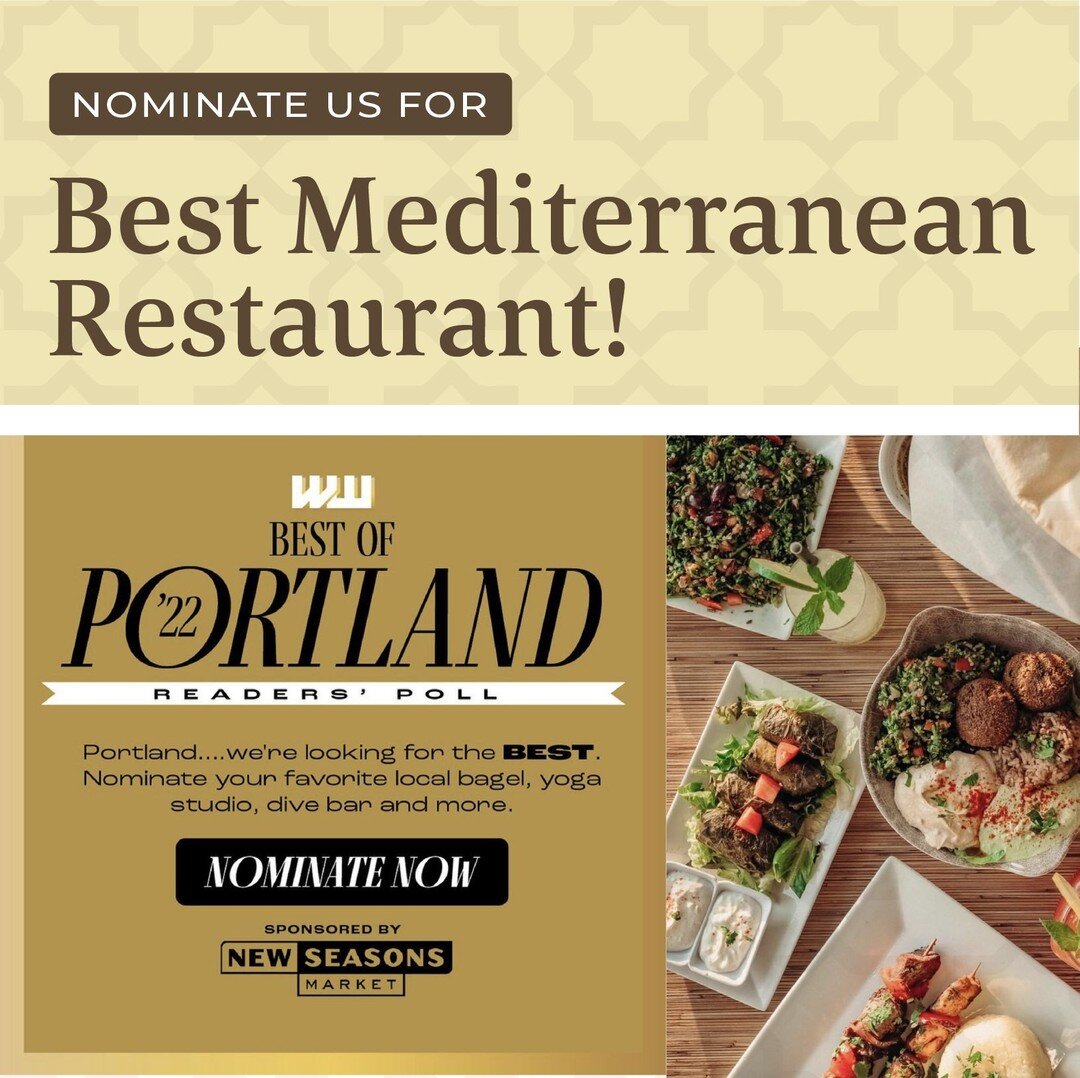 Love Nicholas Restaurant?! 😍 Show your support by nominating us for Willamette Week's Best of Portland 2022, Best Mediterranean Restaurant! Nominate Here 👉 https://bop.wweek.com/food/best-mediterranean-restaurant #bop2022