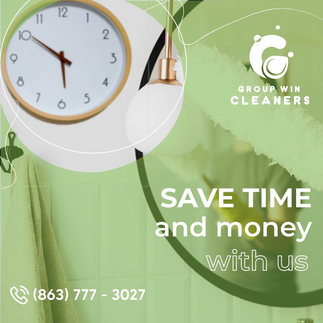 Keeping your home clean and tidy will save you time and money.

If you plan regular weekly cleanings, we give you a 20% discount on all visits.

What are you waiting for? Contact us at (863)777-3027 or through the link in the bio.

#GroupWinCleaners 