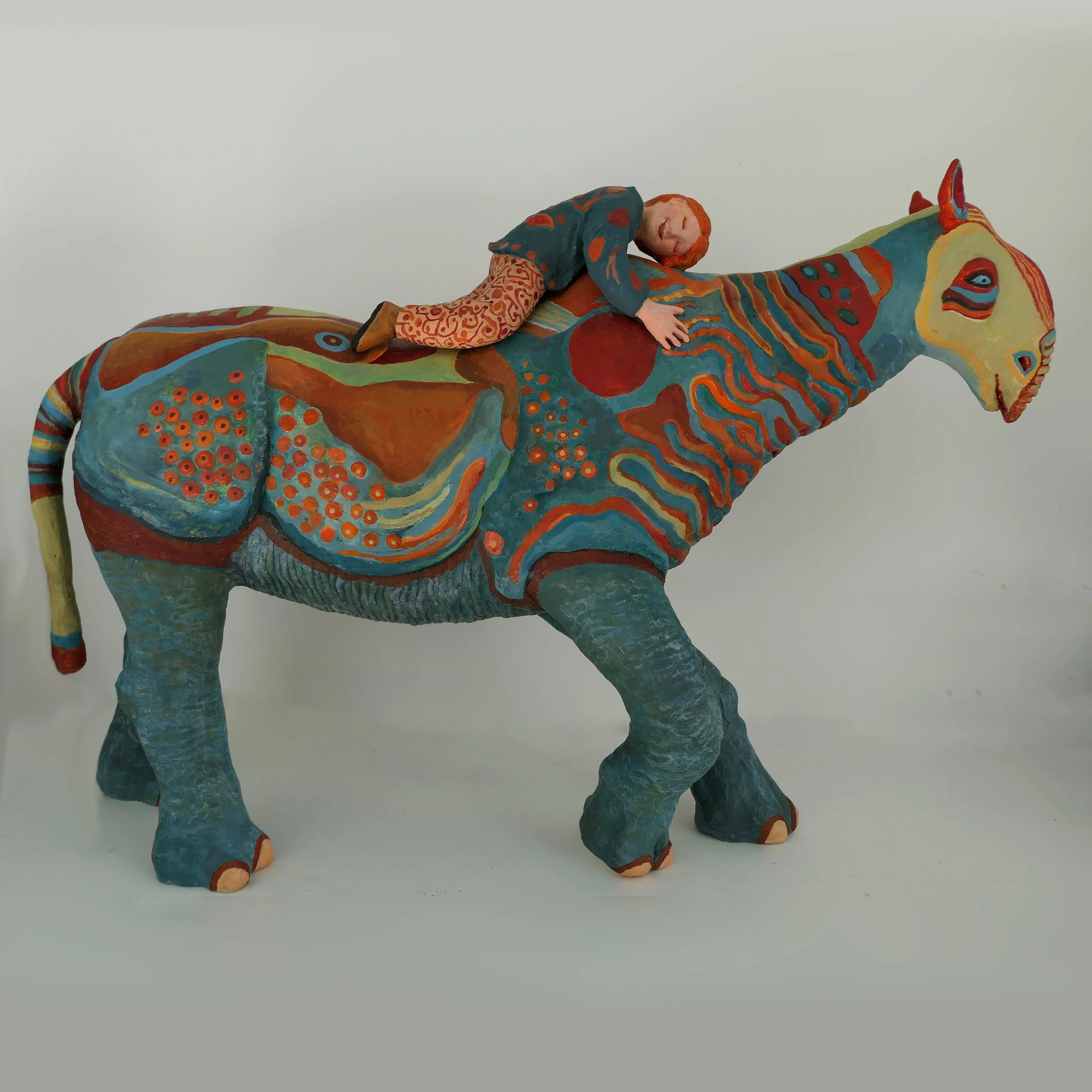 "Friends". Polymer clay sculpture painted with water paint. Size: 6"D x 22"W x 15"H 2025