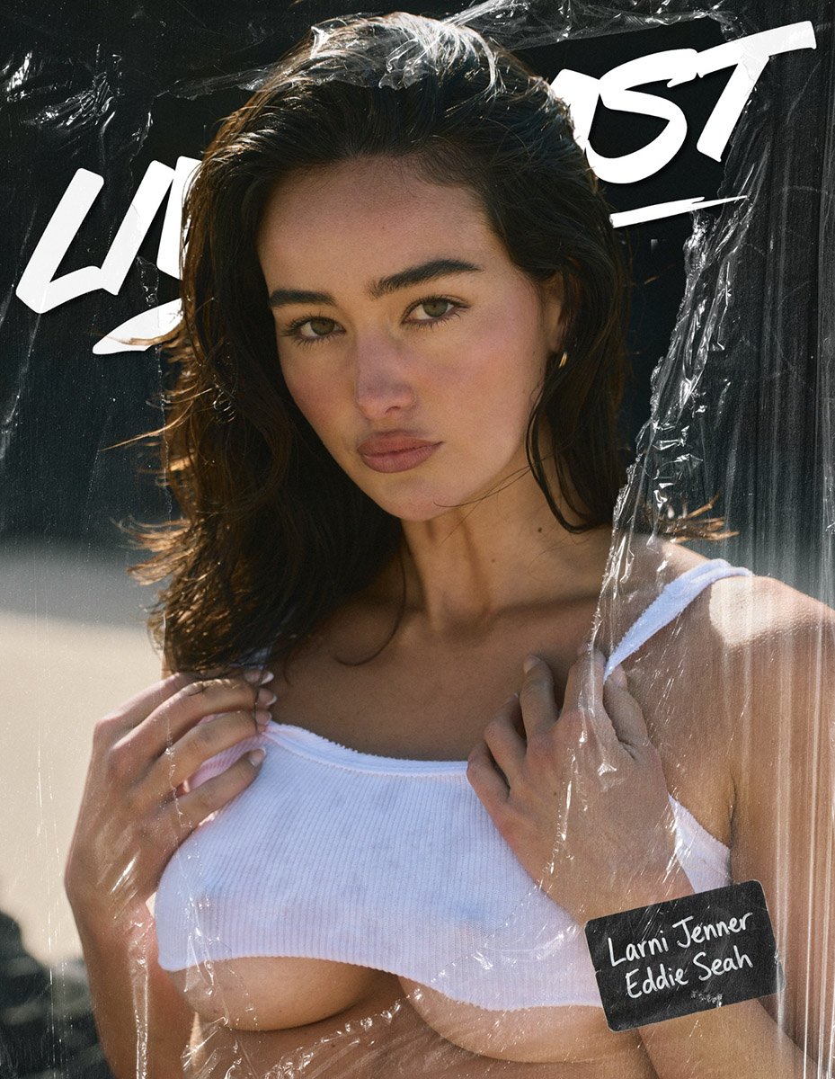 Larni Jenner photographed by Eddie Seah on a sandy beach for LiveFast Mag Volume 153