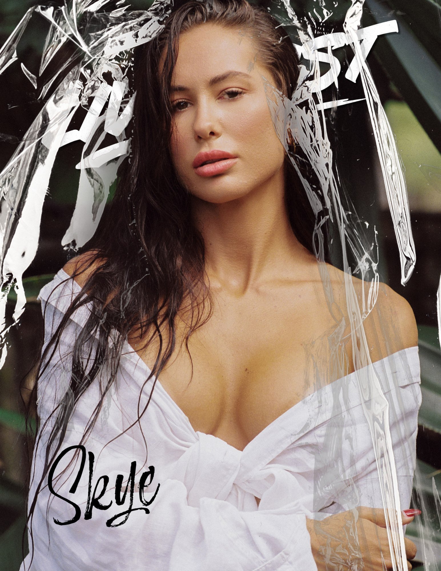 Skye Moody photographed by Pietro Favaron in Bali. Tropical outdoor editorial featuring white swimwear, lush greenery, and coastal backdrops. Soft daylight, natural posing, and relaxed island styling create a warm, effortless Bali aesthetic.