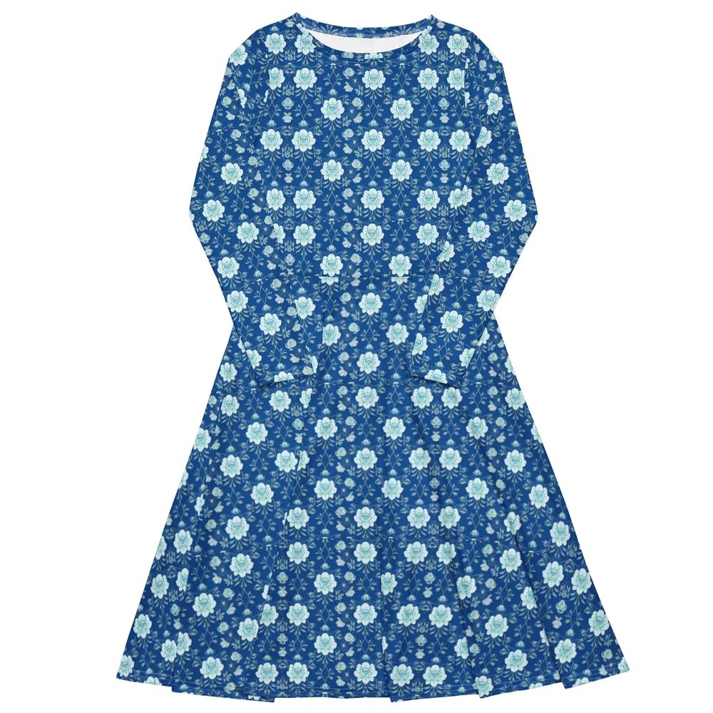 dior blue dress Raffie Powder Blue Long-Sleeve Midi Dress With Satin Wrap Skirt  Club L  London
