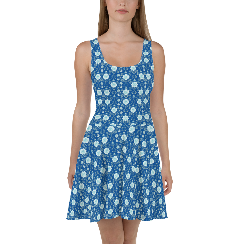 blue and white floral skater dress Princess Round Tulle Flower Girl Dress in Blue – Mia Princess