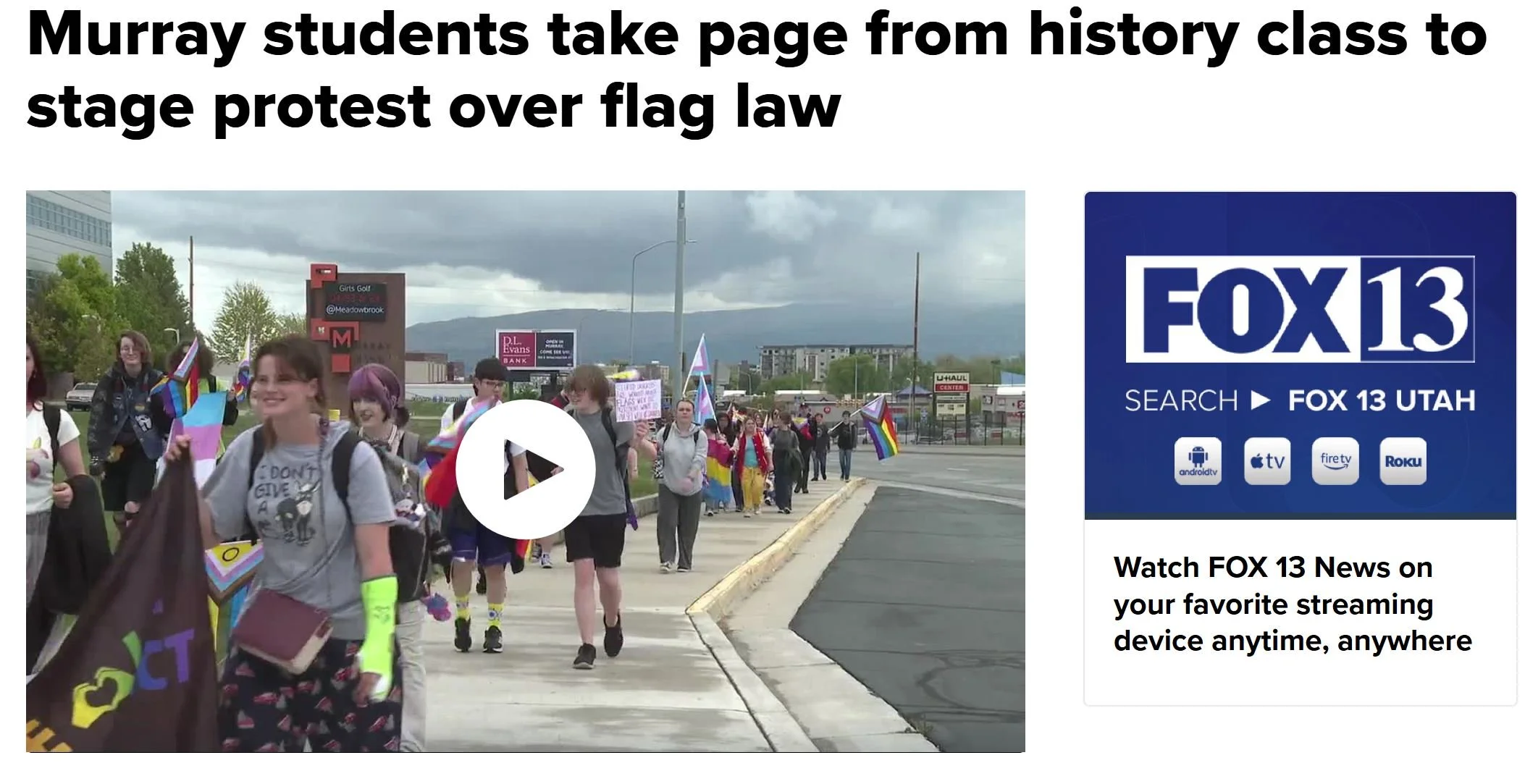 Fox 13: Murray students take page from history class to stage protest over flag law
