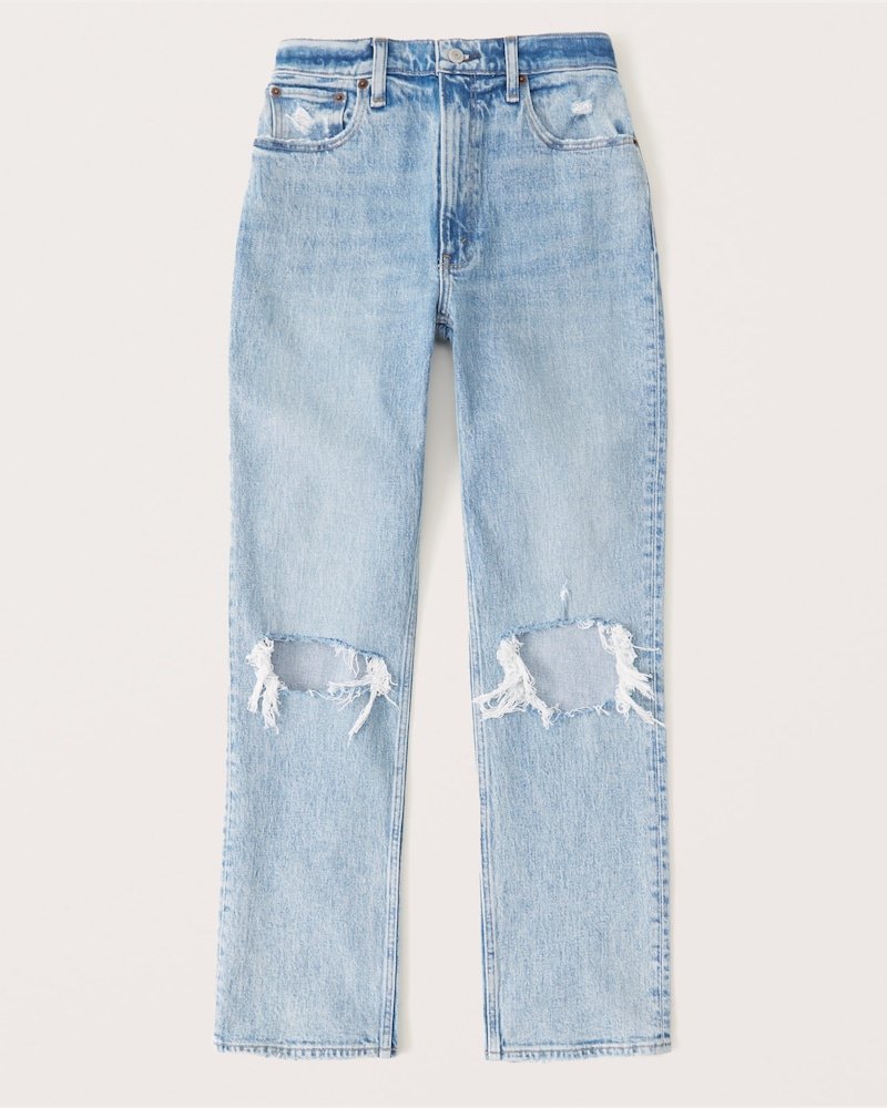 Curve Love 90s Ultra High Rise Straight Jeans - Light Ripped Wash - Regular