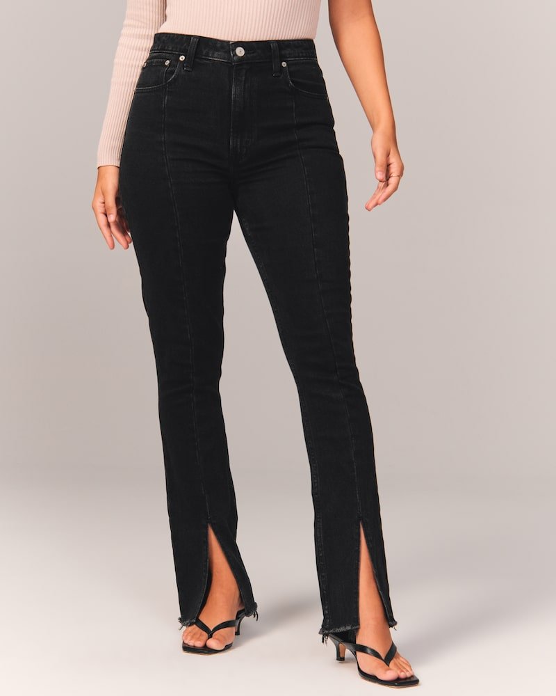 Curve Love High Rise Skinny Jeans - Black w/ Slit