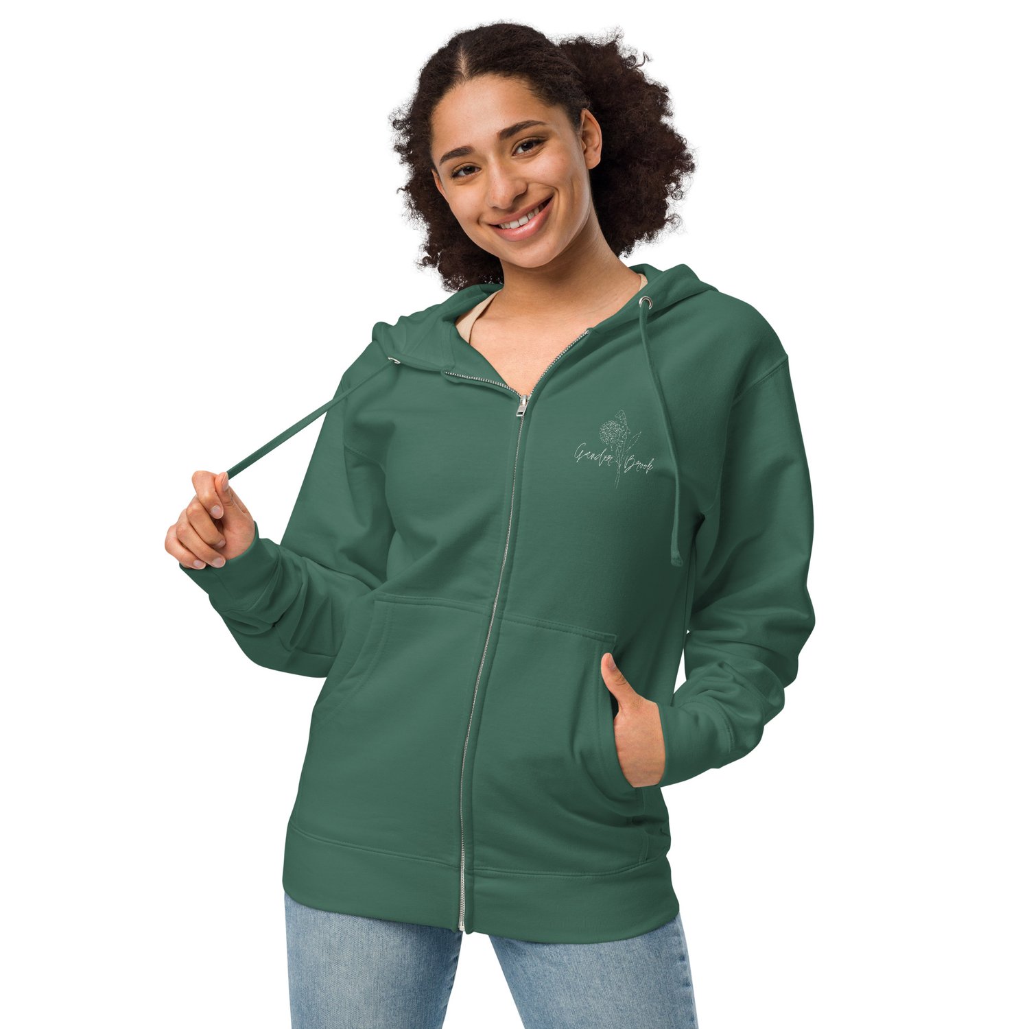 Floral GB embroidered fleece zip up hoodie — Gander Brook Christian Camp