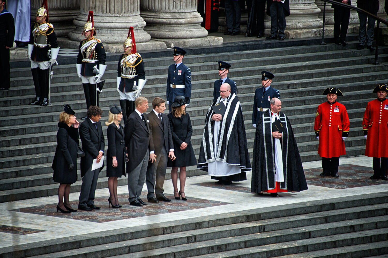  The Thatcher family, waiting to greet the Queen and Prince Phillip 
