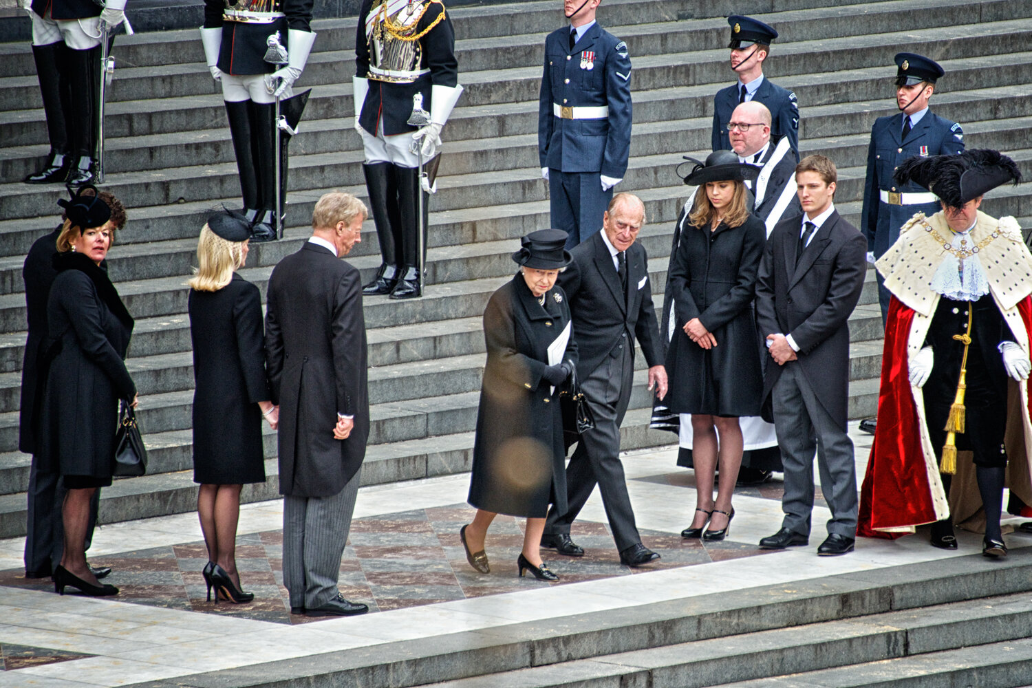  The Queen and Price Phillip leaving after the memorial service 