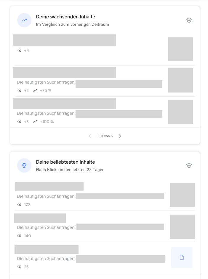 Übersicht Klicks und Ranking