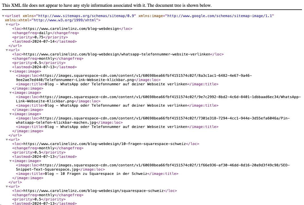 Beispiel Sitemap Website