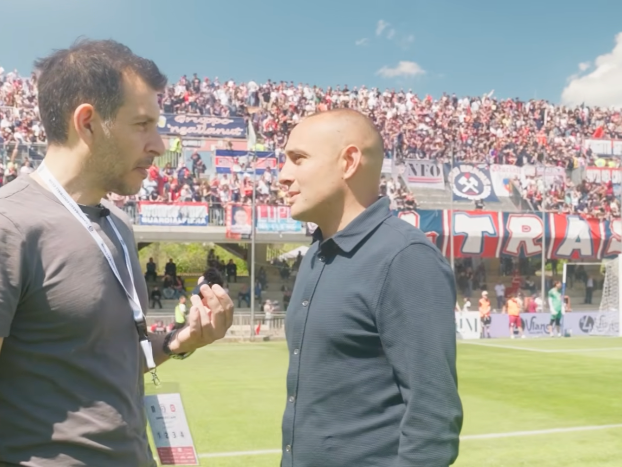 On-pitch sports interview