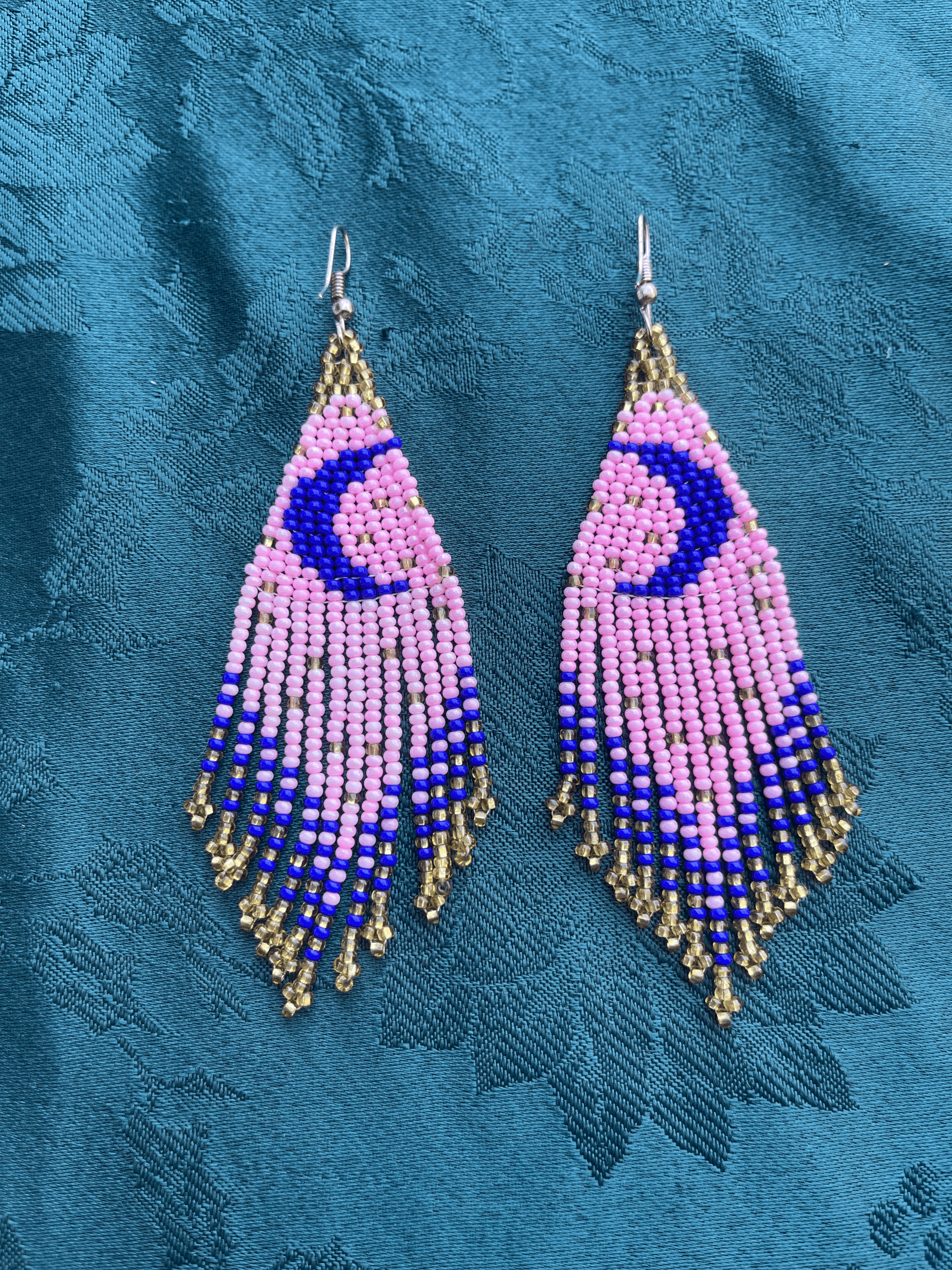 Beaded Earrings- Pink Sky and Blue Moons