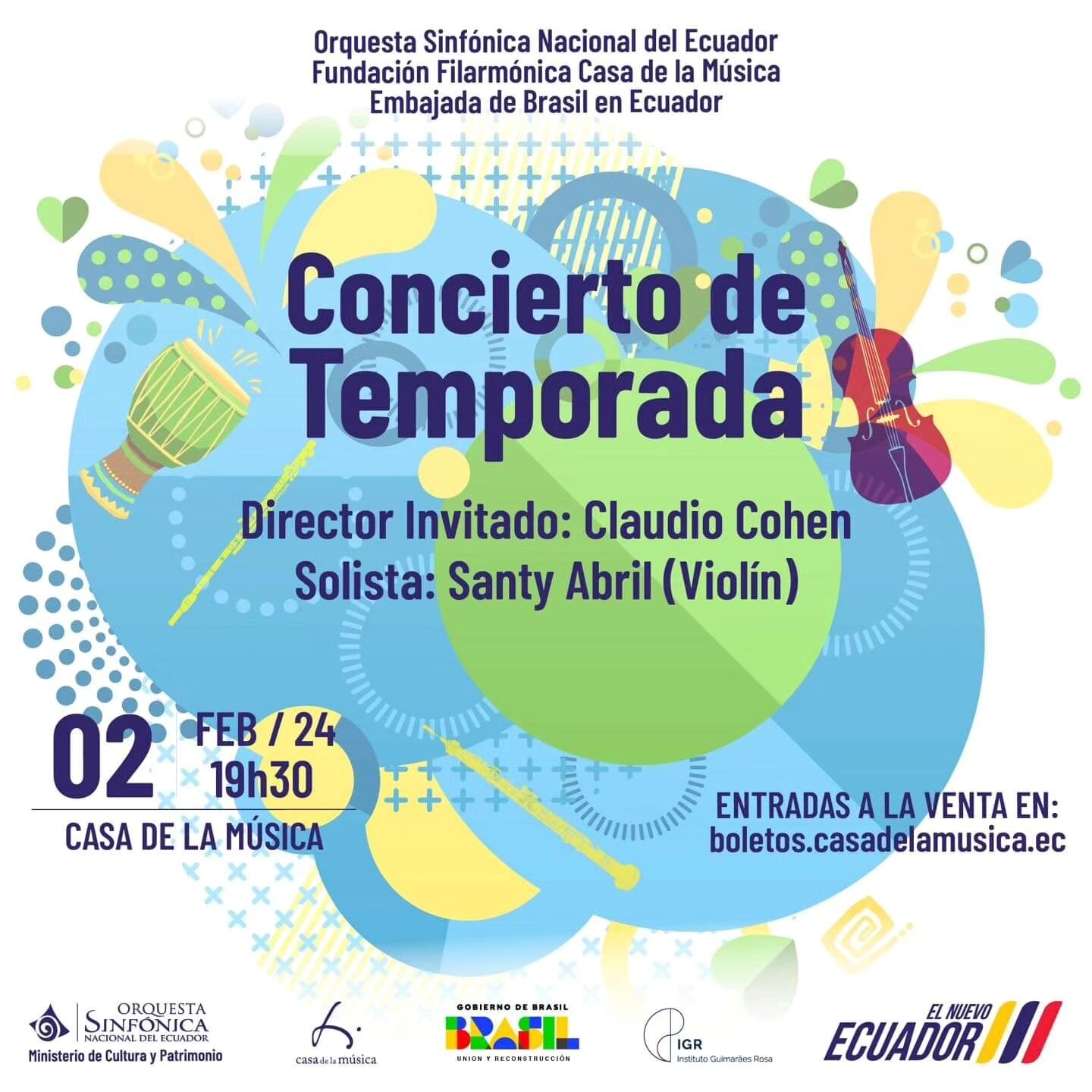 Queridos amigos y mel&oacute;manos en Quito, el pr&oacute;ximo viernes 2 de febrero estar&eacute; interpretando como solista el Concierto No. 5 &quot;Turco&quot; de W. A. Mozart junto a la @sinfonicaecuador con la direcci&oacute;n del maestro @claudi