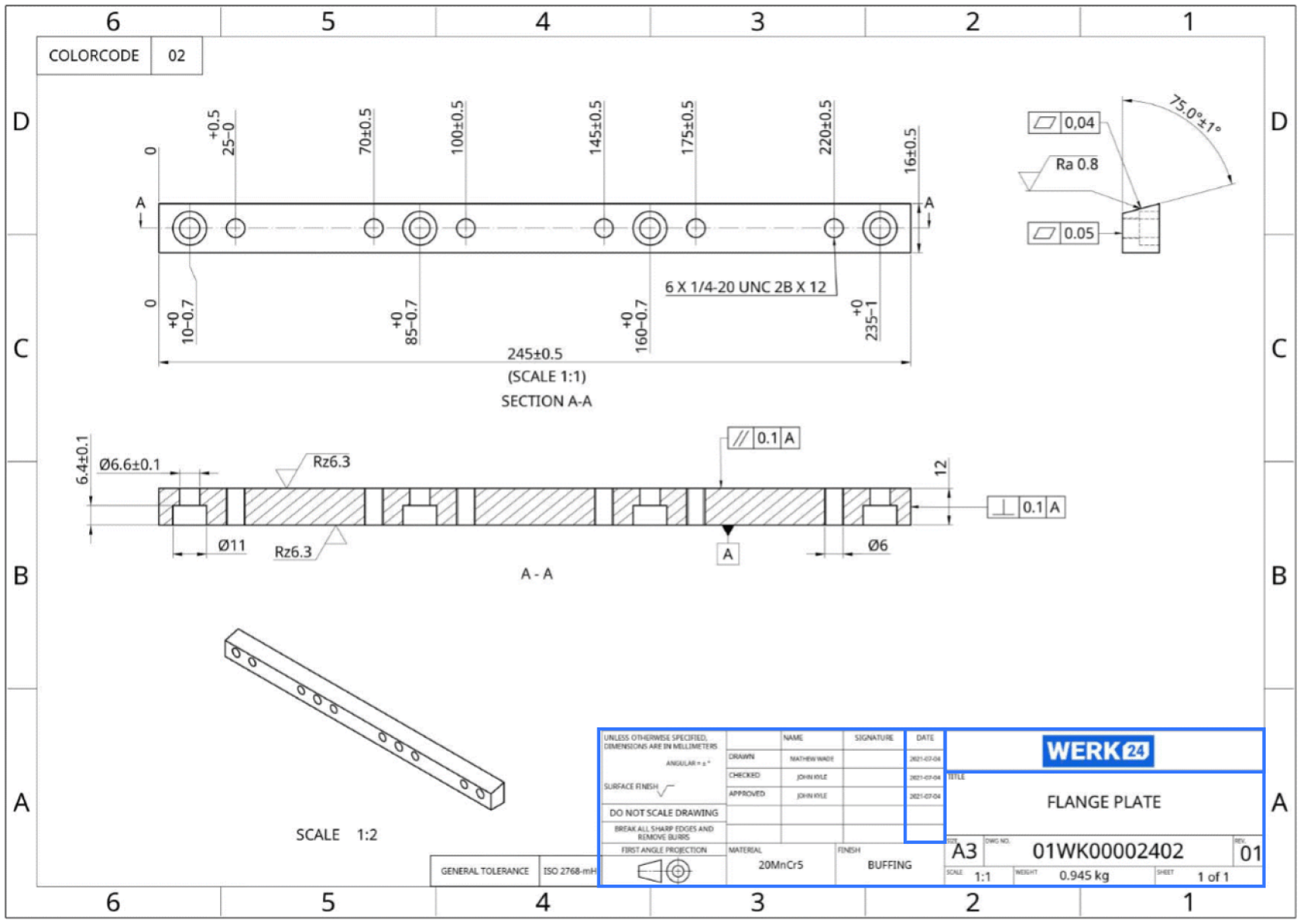 Werk24 explique le cartouche d'un dessin technique