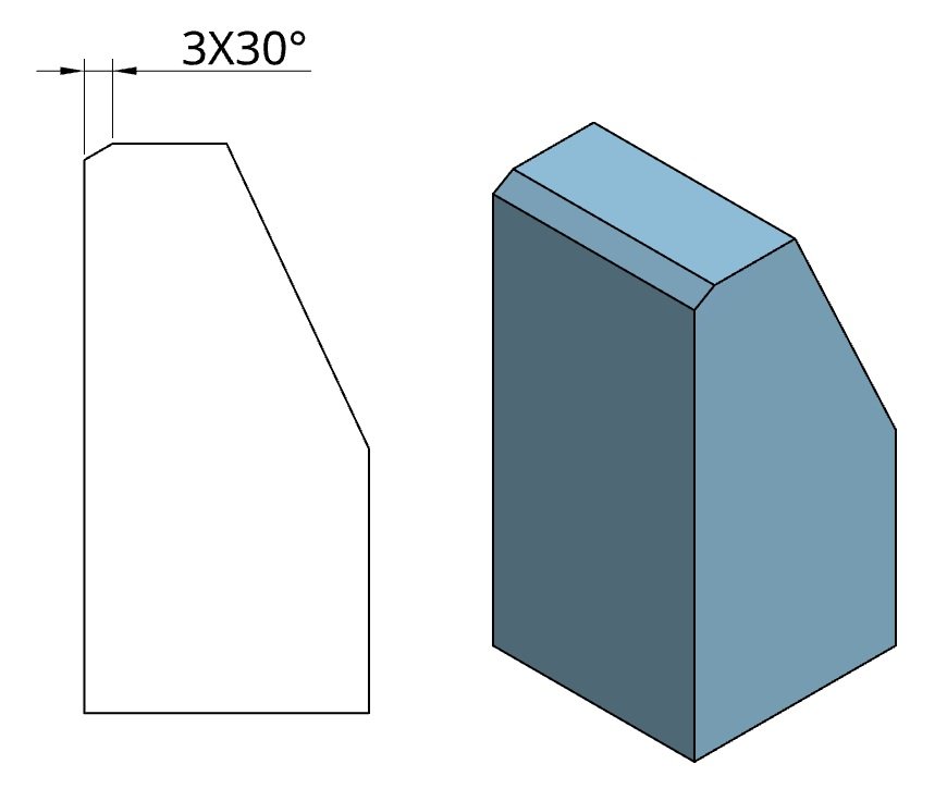 Werk24 explique le dessin technique Mesure de la dimension du chanfrein dans la base de connaissances pour les propriétaires de produits.