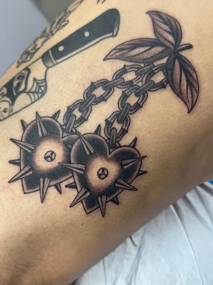 Thank you for getting this one @camscali ! based off one of my flash drawings but tattooed more traditional to fit her style. I love when I get to do my version of traditional stuff 😛 Wait til you guys see what we&rsquo;re doing next it&rsquo;s gonn