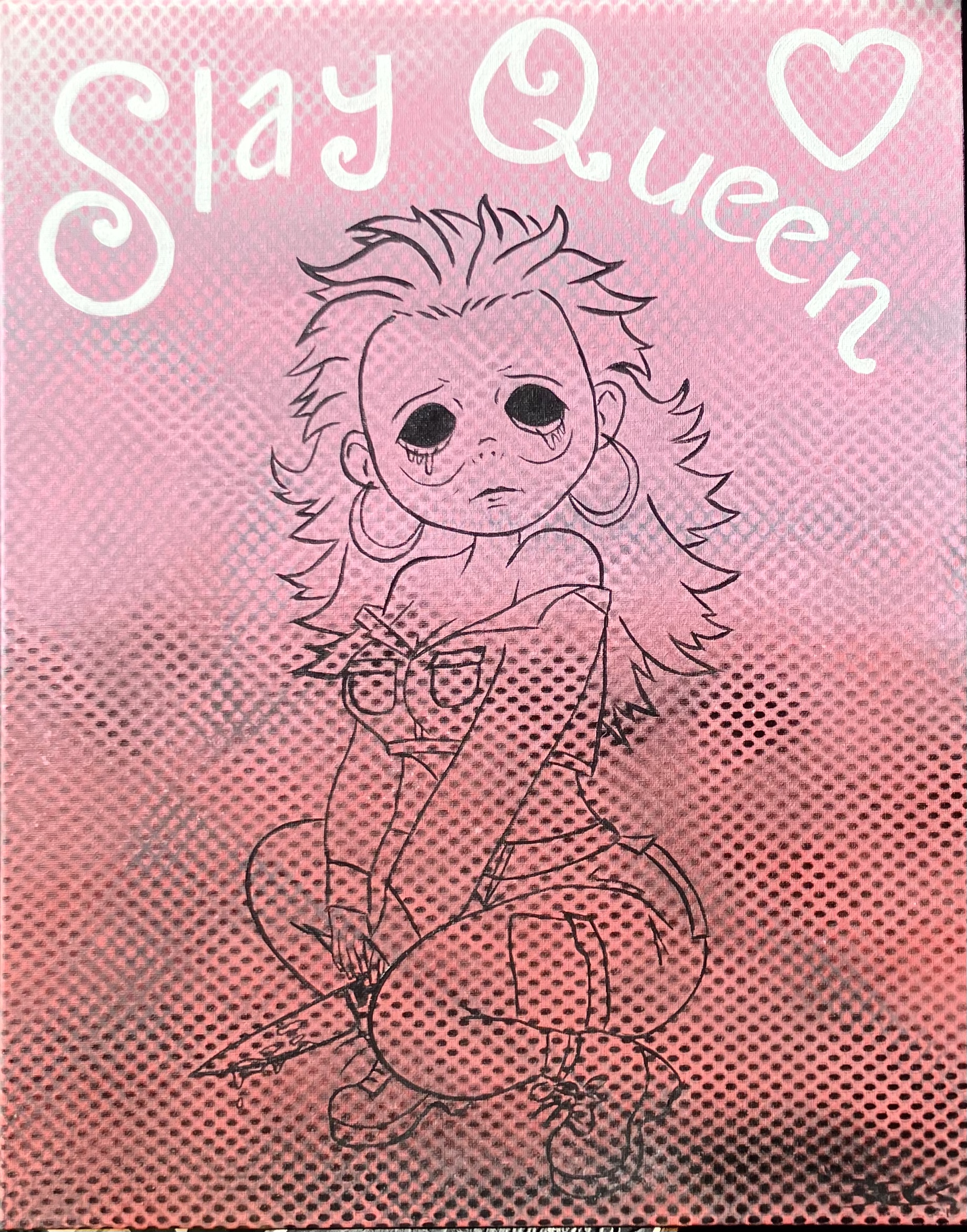 You Slay - Spray and acrylic on 16x20' canvas