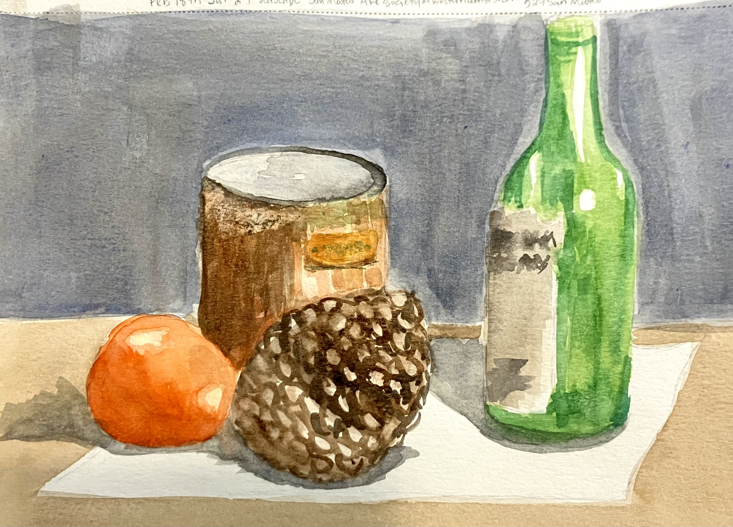 Still Life Study - Watercolor on 7x10" cold press paper