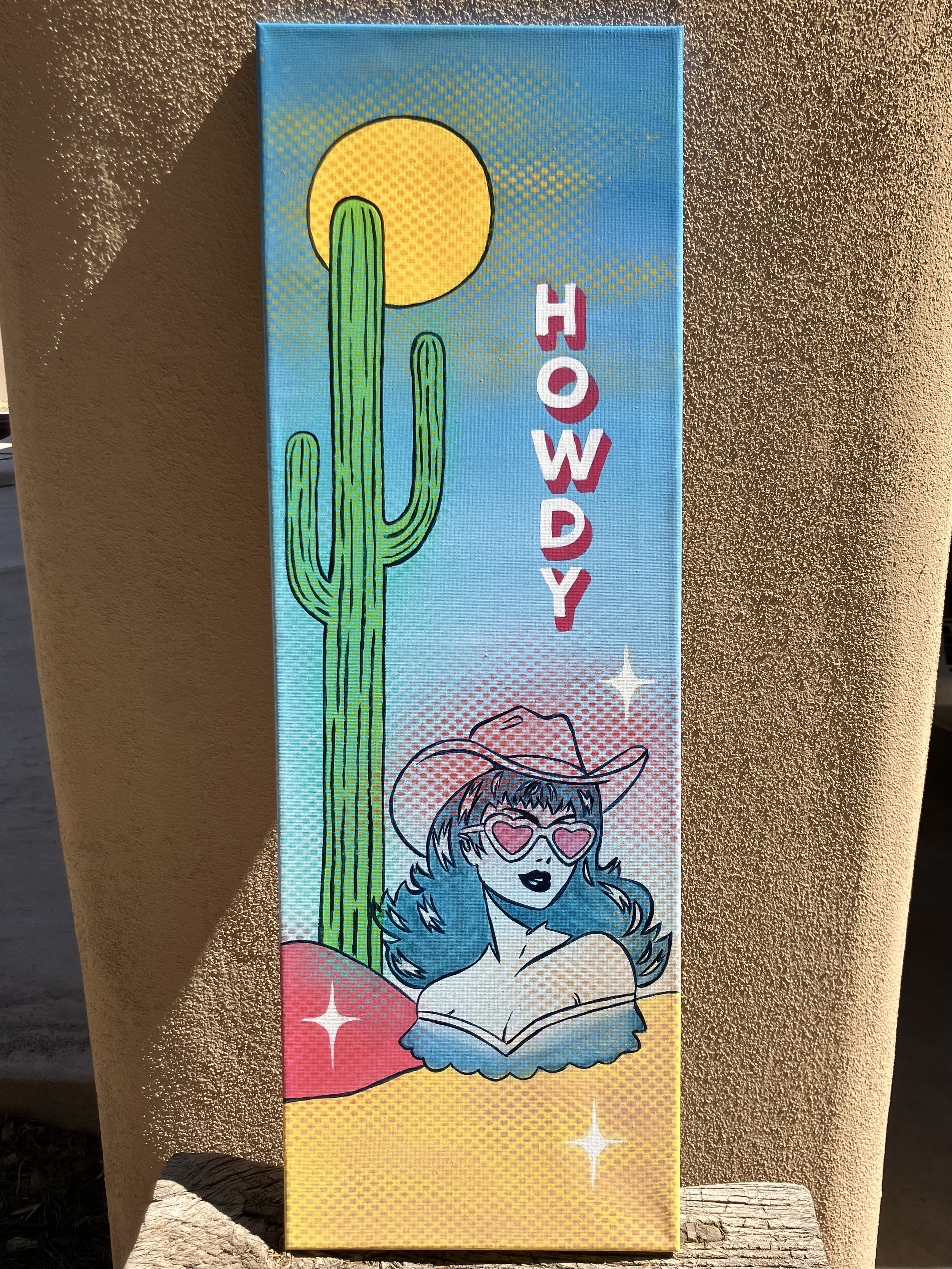 HOWDY - Spray paint and acrylic on 10x30" cnvas