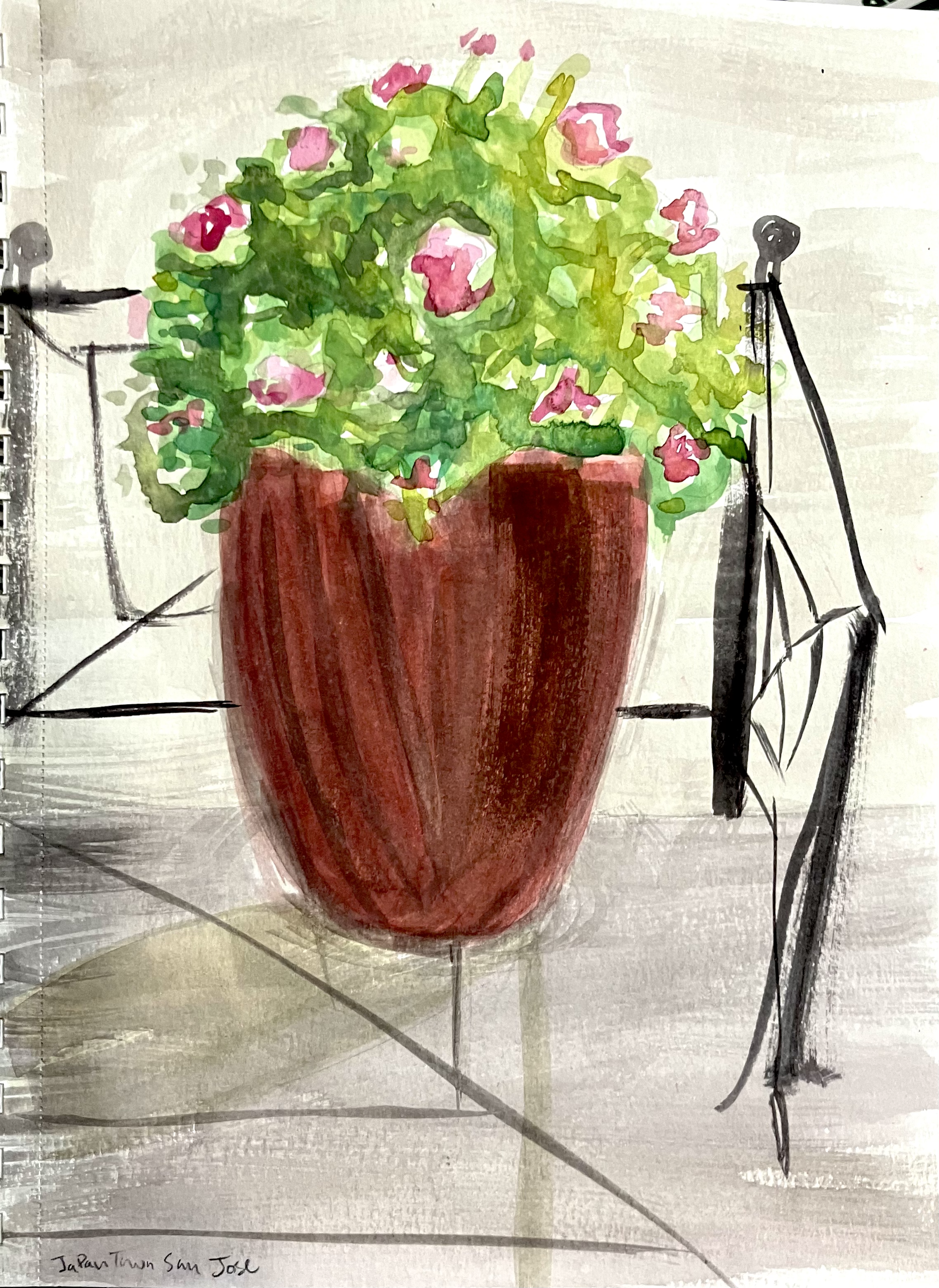 Japan Town, San Jose - Watercolor on 7x10" cold press paper