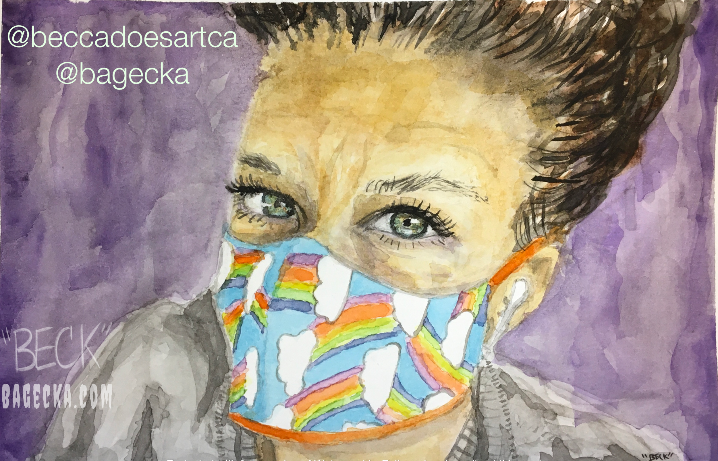 Mask - Watercolor on 9x6" cold press