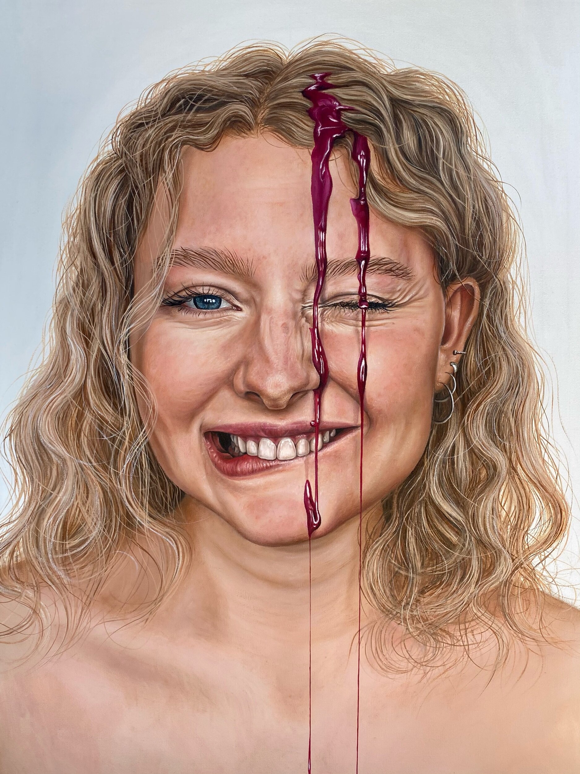 Strawberry Syrup, 2021. Oil on Canvas, 36x24 inch