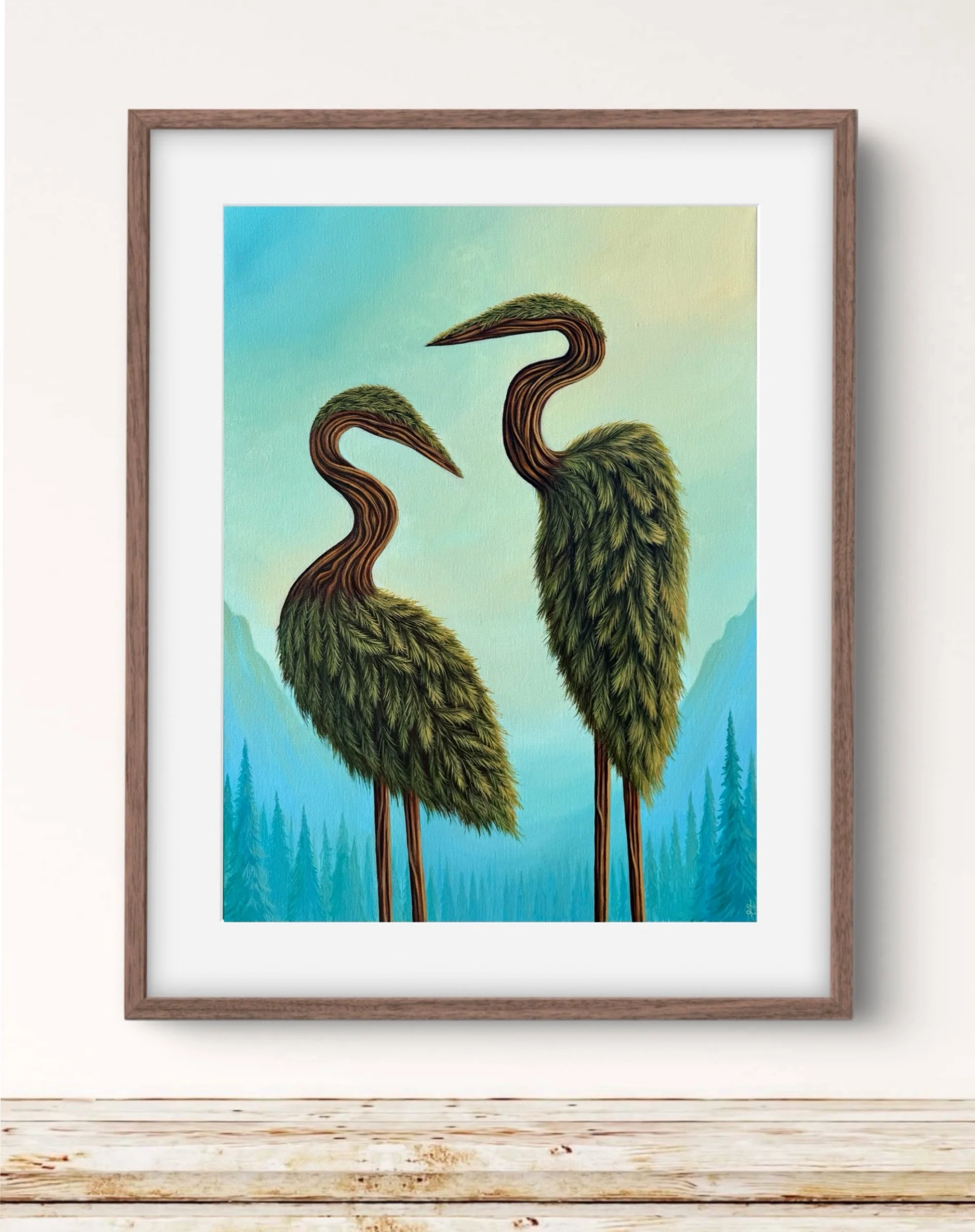 Curled Necks in the Pine Needles – Print (Unframed)