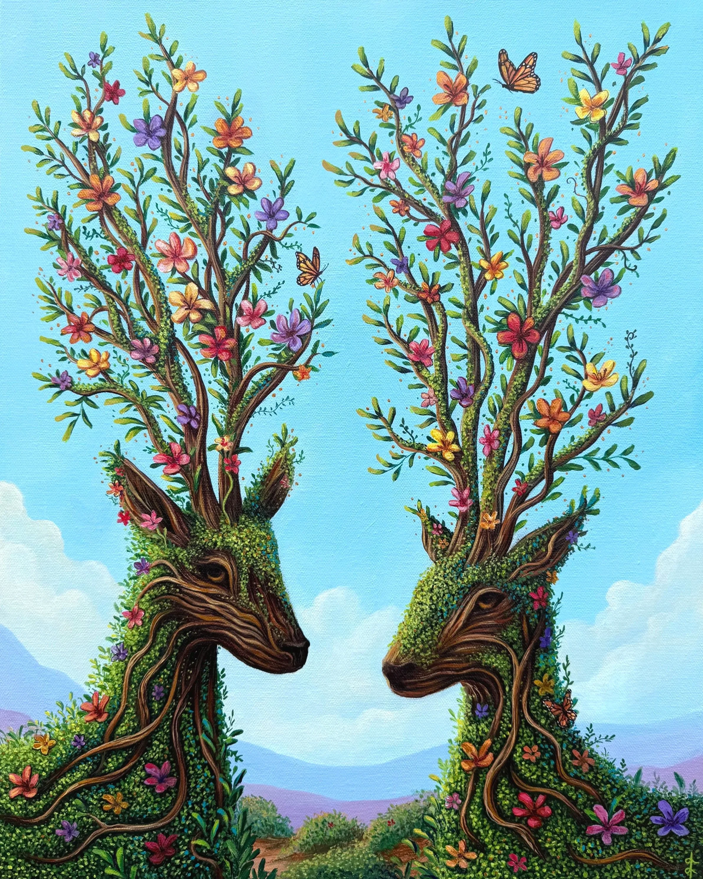 Antlers in Spring, 2026. Acrylic on Canvas, 24 x 18 in.