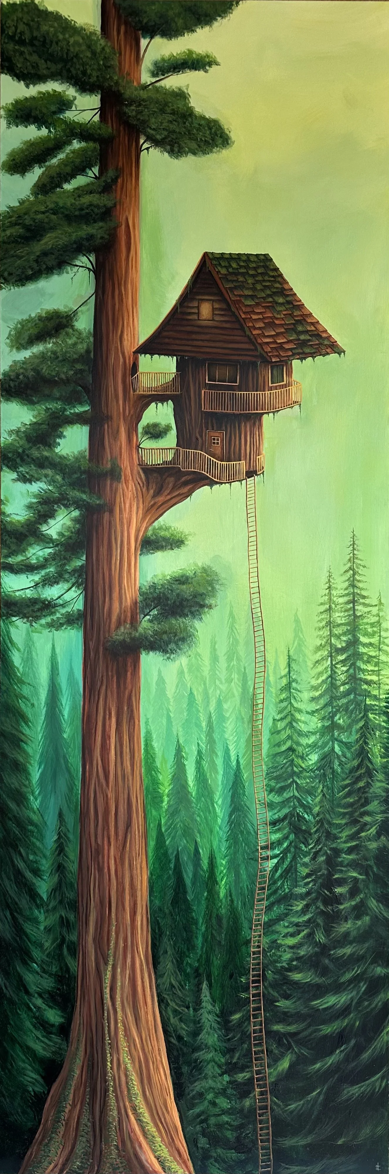 The Observatory, 2023. Acrylic on Wood Board, 20×60 inch.