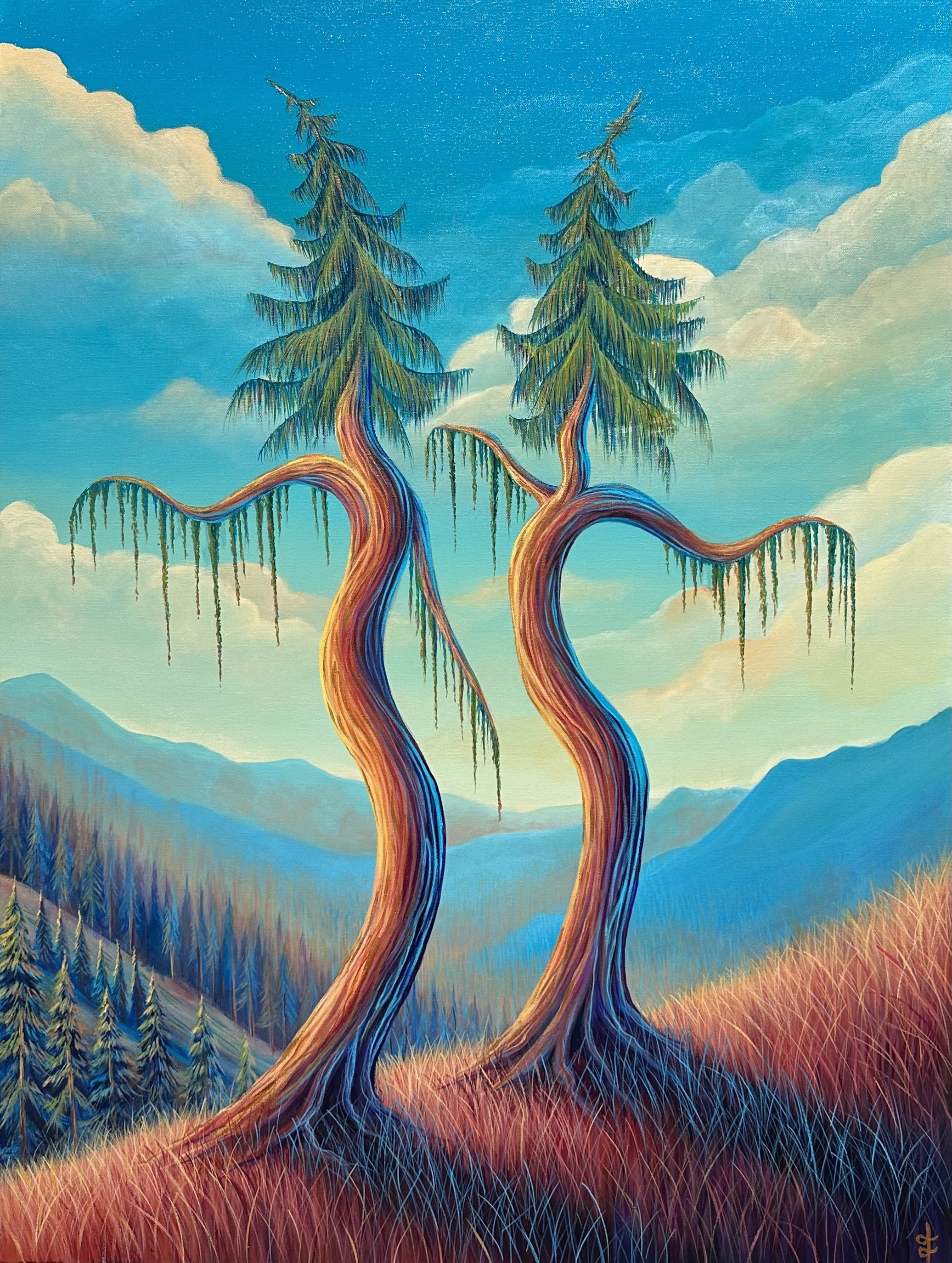 “Duet at Sunset”, Acrylic on Canvas, 30×40 inch.