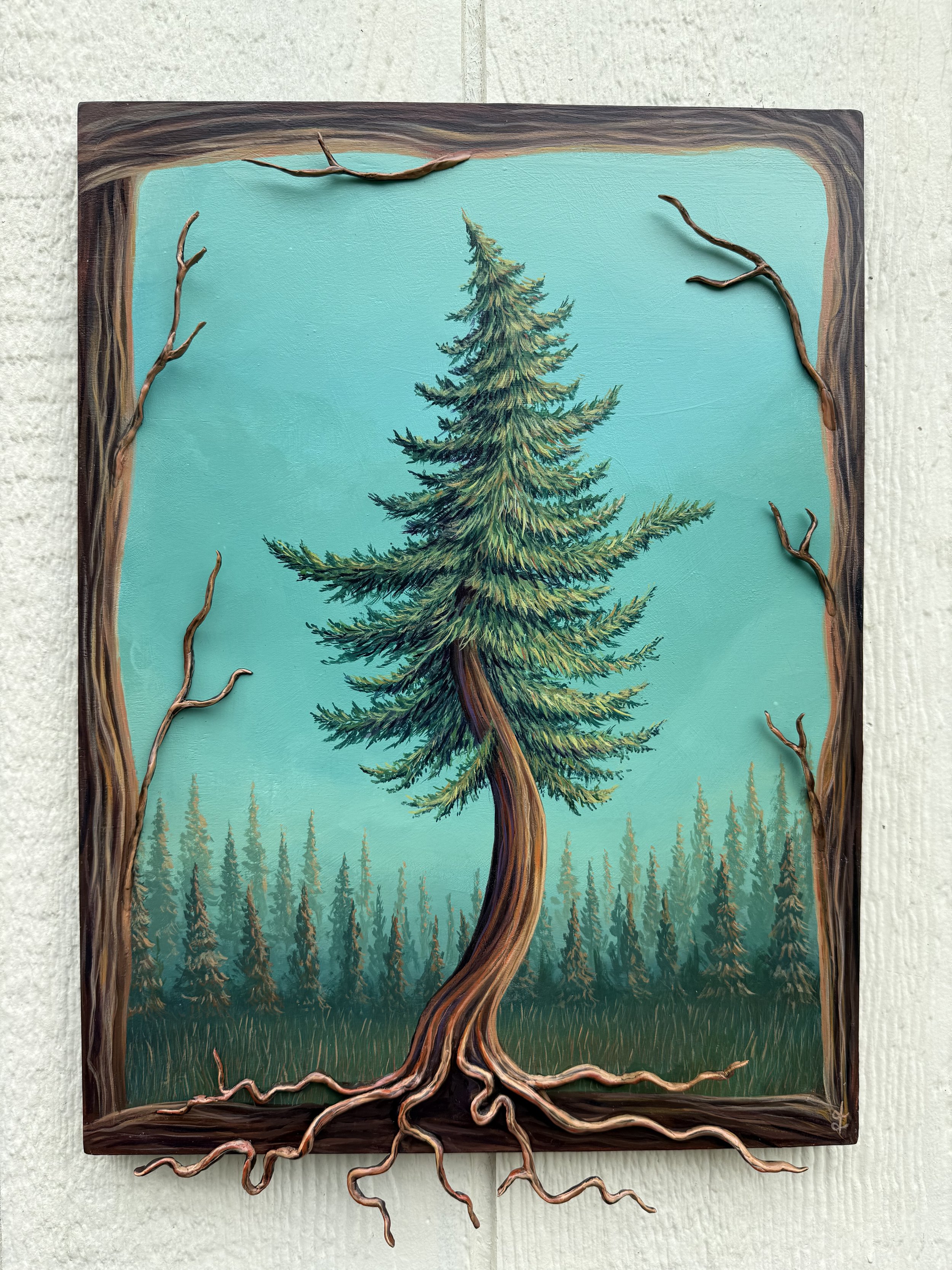 Roots in Motion, 2025. Acrylic on Cradled Panel, 12 x 9 in.