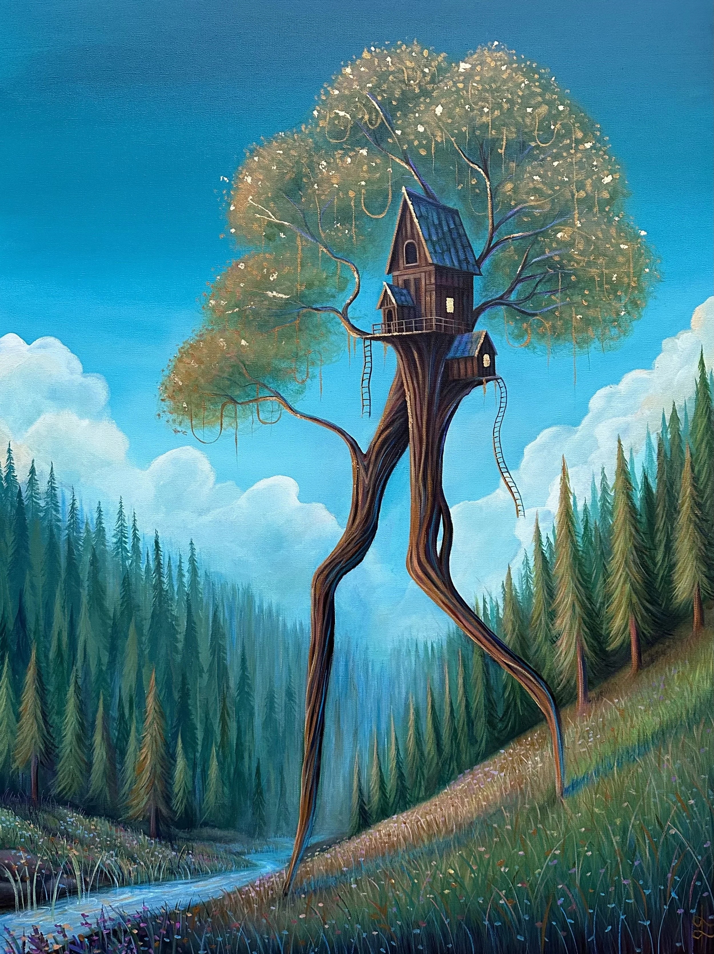 Chalobka, 2024. Acrylic on Canvas, 30×40 inch. 