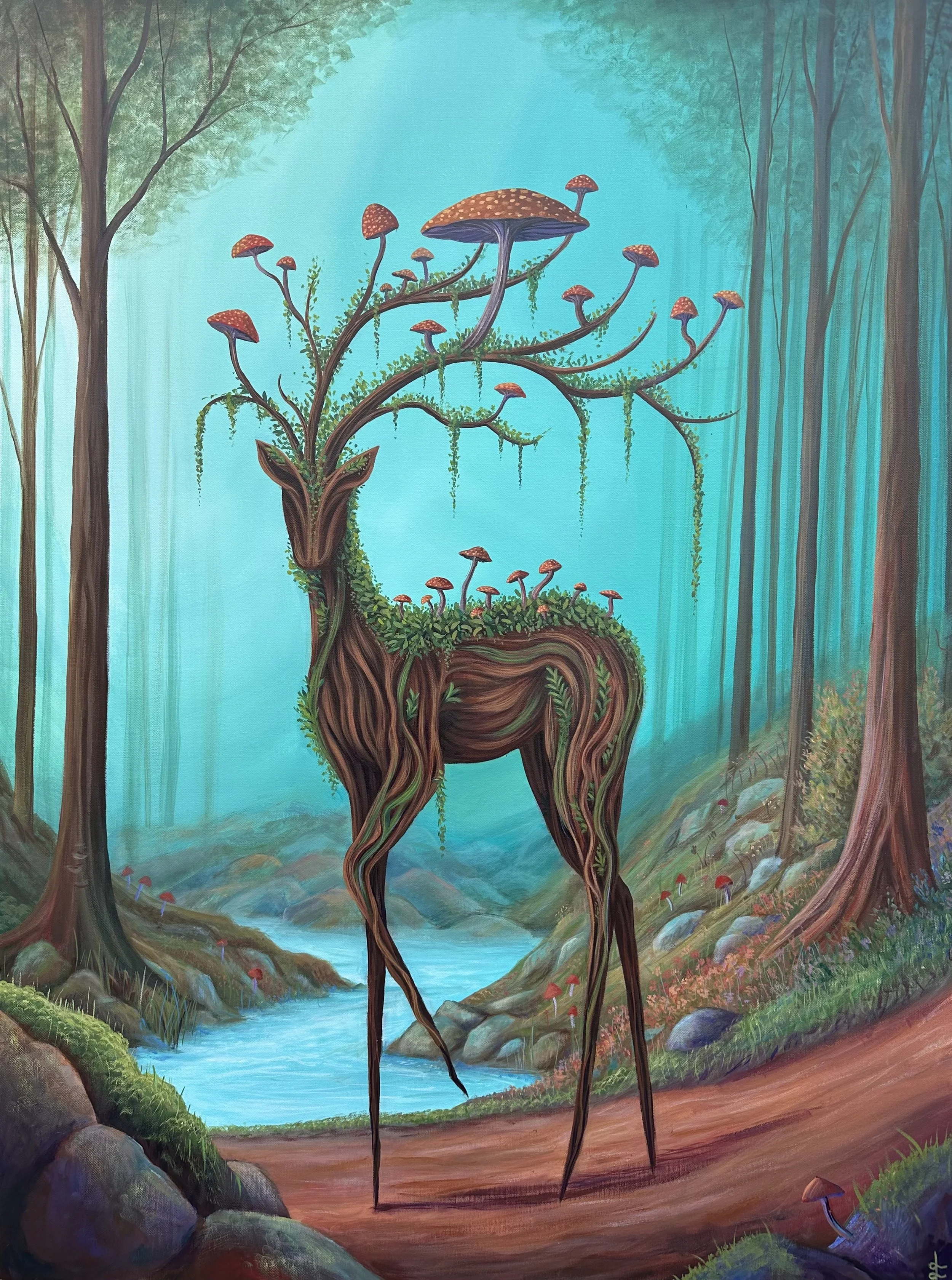 The Forager, 2024. Acrylic on Canvas, 30×40 inch. 