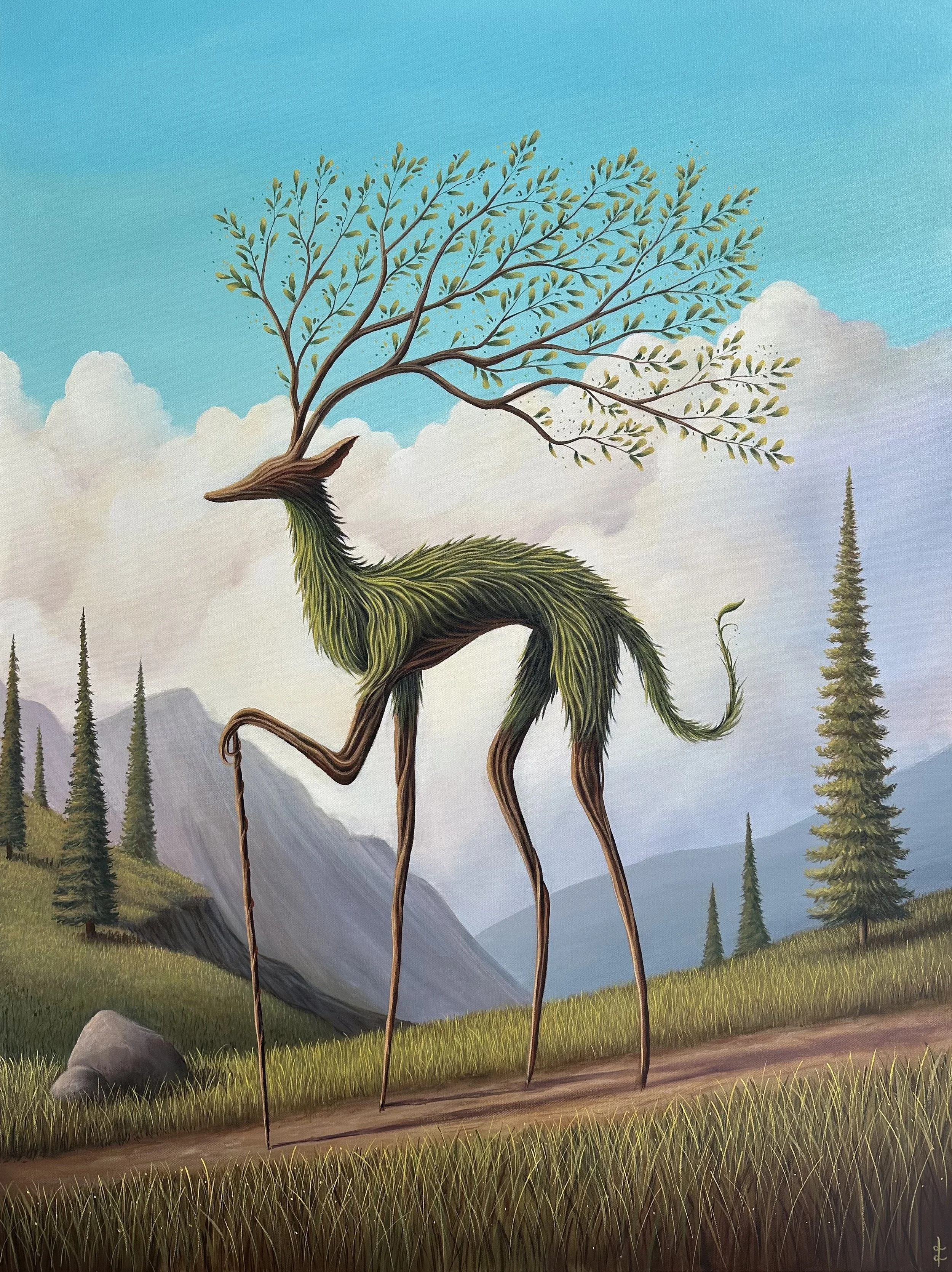 Stepping Out of the Woods, 2024. Acrylic on Canvas, 36×48 inch. 