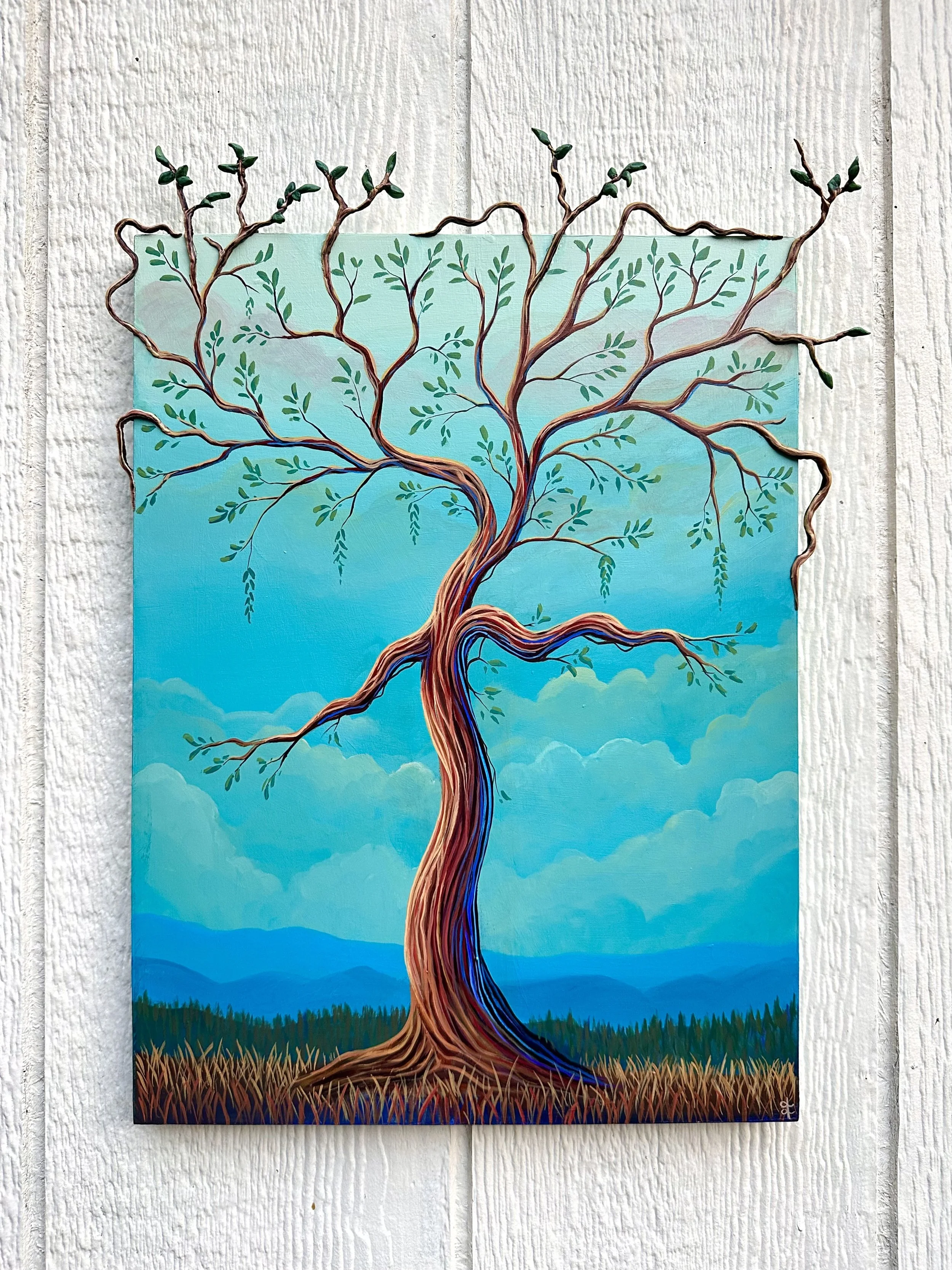 Branches in Bloom, 2025. Acrylic on Cradled Panel, 12 x 9 in.