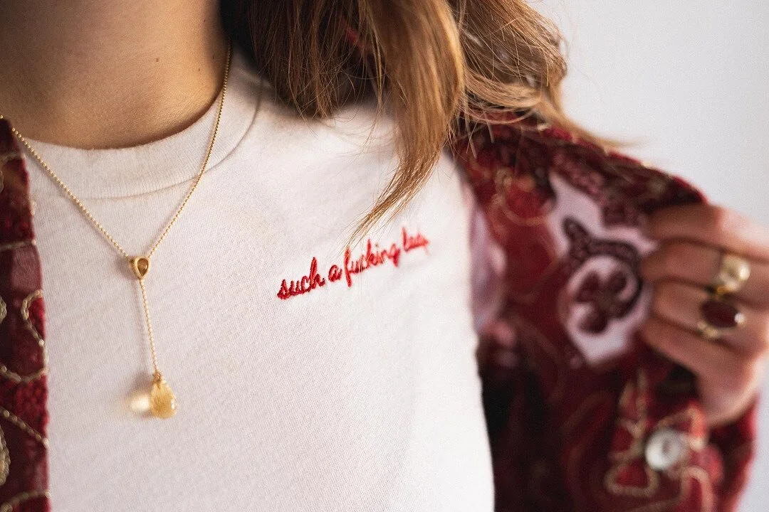 SUCHAFL SPRING CLEANING ✨
⠀⠀⠀⠀⠀⠀⠀⠀⠀
We&rsquo;ve been freshening up the website AND we&rsquo;re having a sale- 40% off our Embroidered Signature Shirts while supplies last! 
⠀⠀⠀⠀⠀⠀⠀⠀⠀
We&rsquo;re going to be phasing out the embroidered shirts to make 