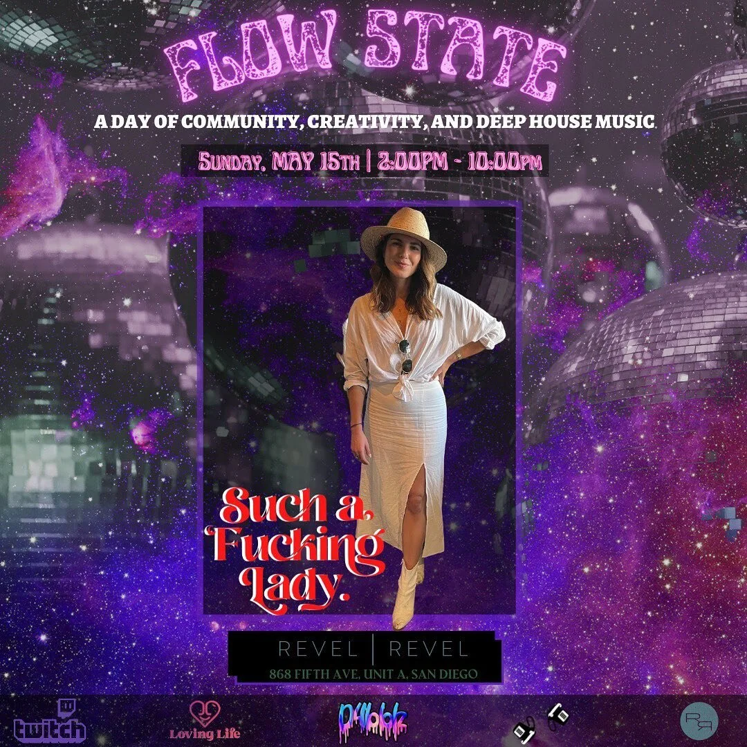 We&rsquo;re only a few days away from @d4bblz Flow State event happening this Sunday at @revelrevelsd! 💗

So fucking excited to be a part of this all female lineup of djs and vendors who are coming together to put their fucking hearts &amp; souls in