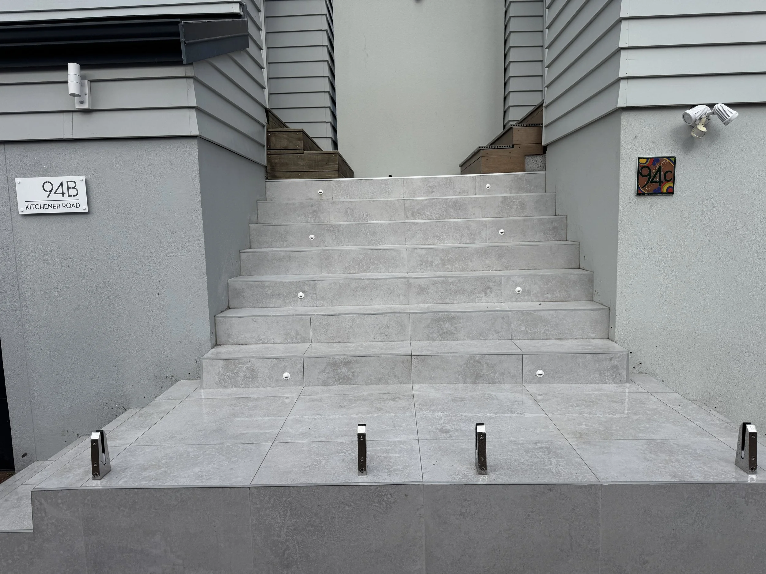 Outdoor tiling with 600x600 anti slip. Job in Milford Auckland. Done in 2026