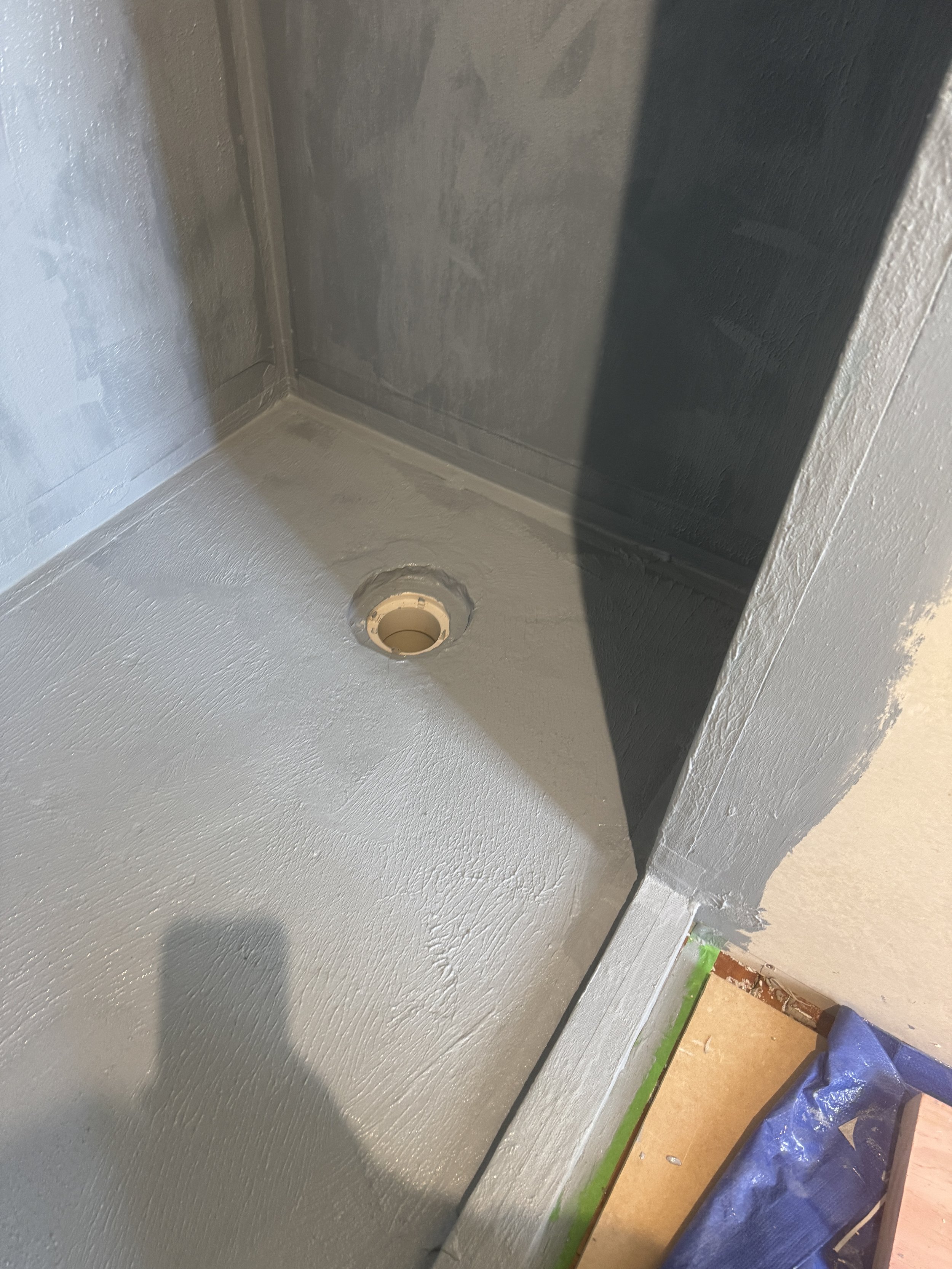 Waterproofing shower base with Ardex wpm155. Job in Grey Lynn.